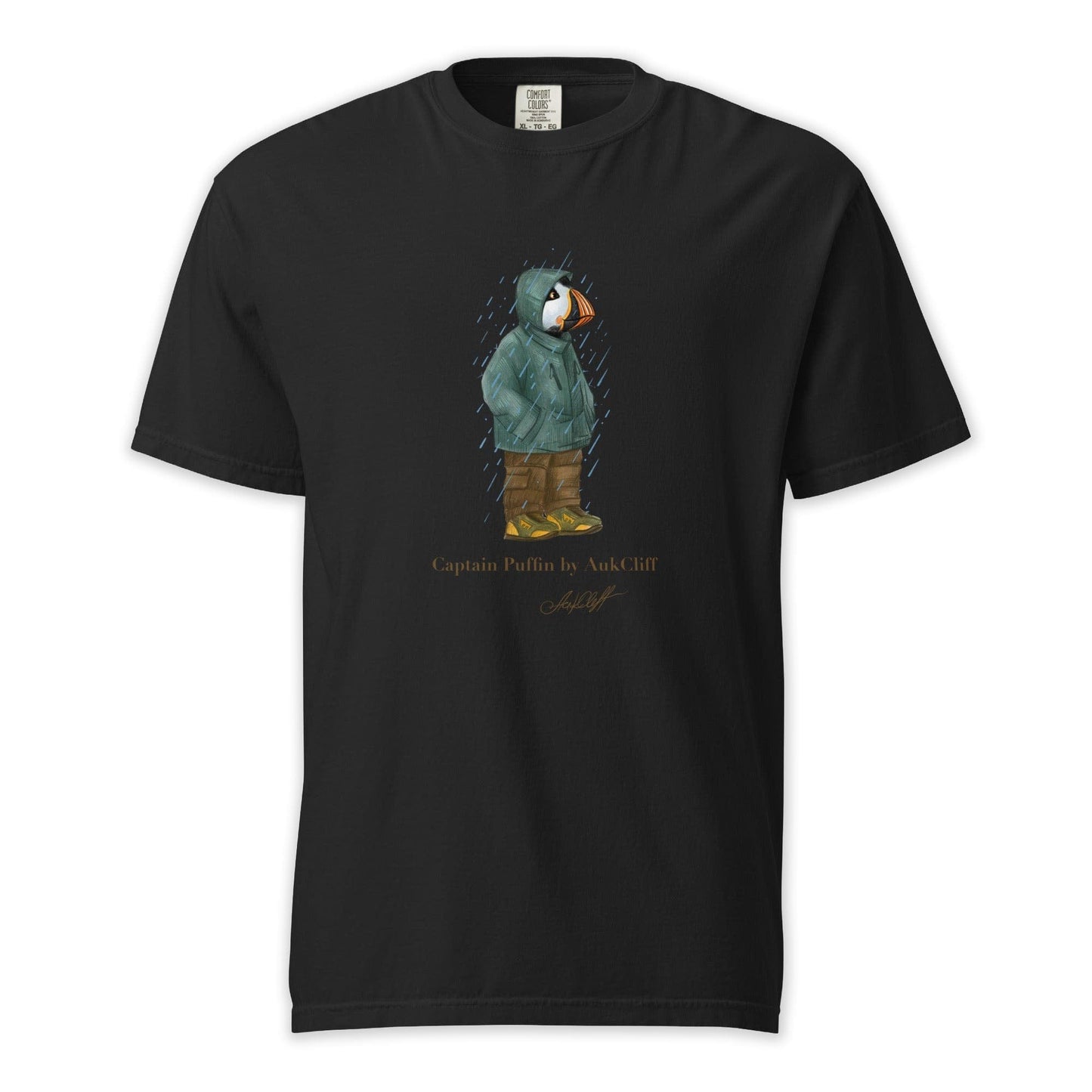 AukCliff Captain Puffin T-shirt Black / S Captain Puffin™ “Rainy Day Rambler” Comfort Colors T-Shirt