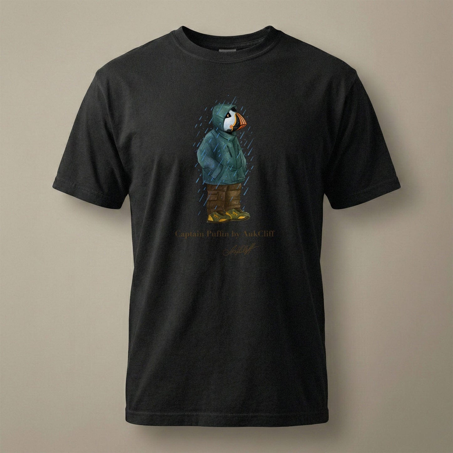 AukCliff Captain Puffin T-shirt Black / S Captain Puffin™ “Rainy Day Rambler” Comfort Colors T-Shirt