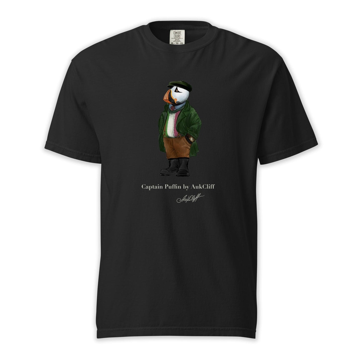 AukCliff® Captain Puffin T-shirt Black / S Captain Puffin™ Republic of Newfoundland Comfort Colors T-Shirt