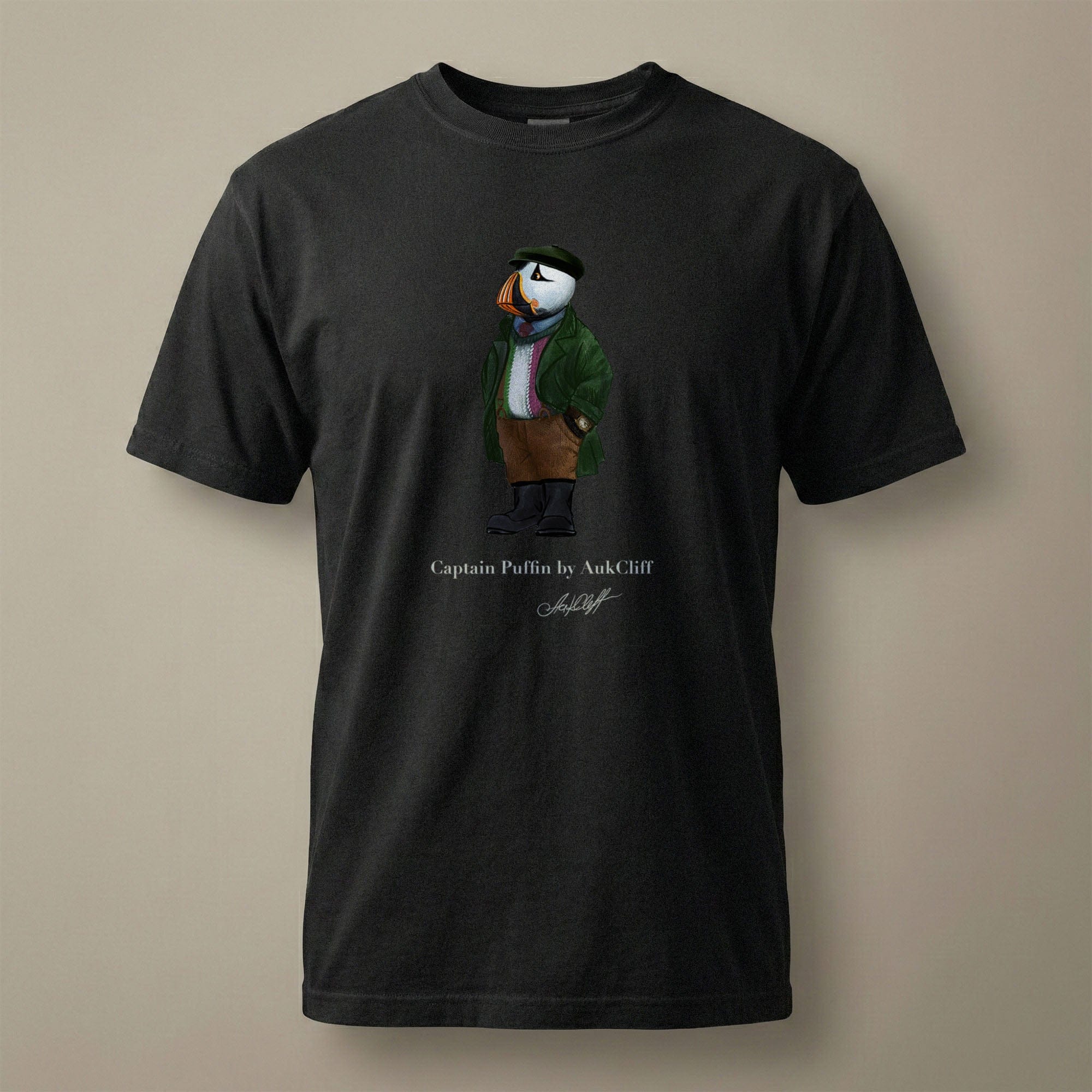 AukCliff® Captain Puffin T-shirt Black / S Captain Puffin™ Republic of Newfoundland Comfort Colors T-Shirt