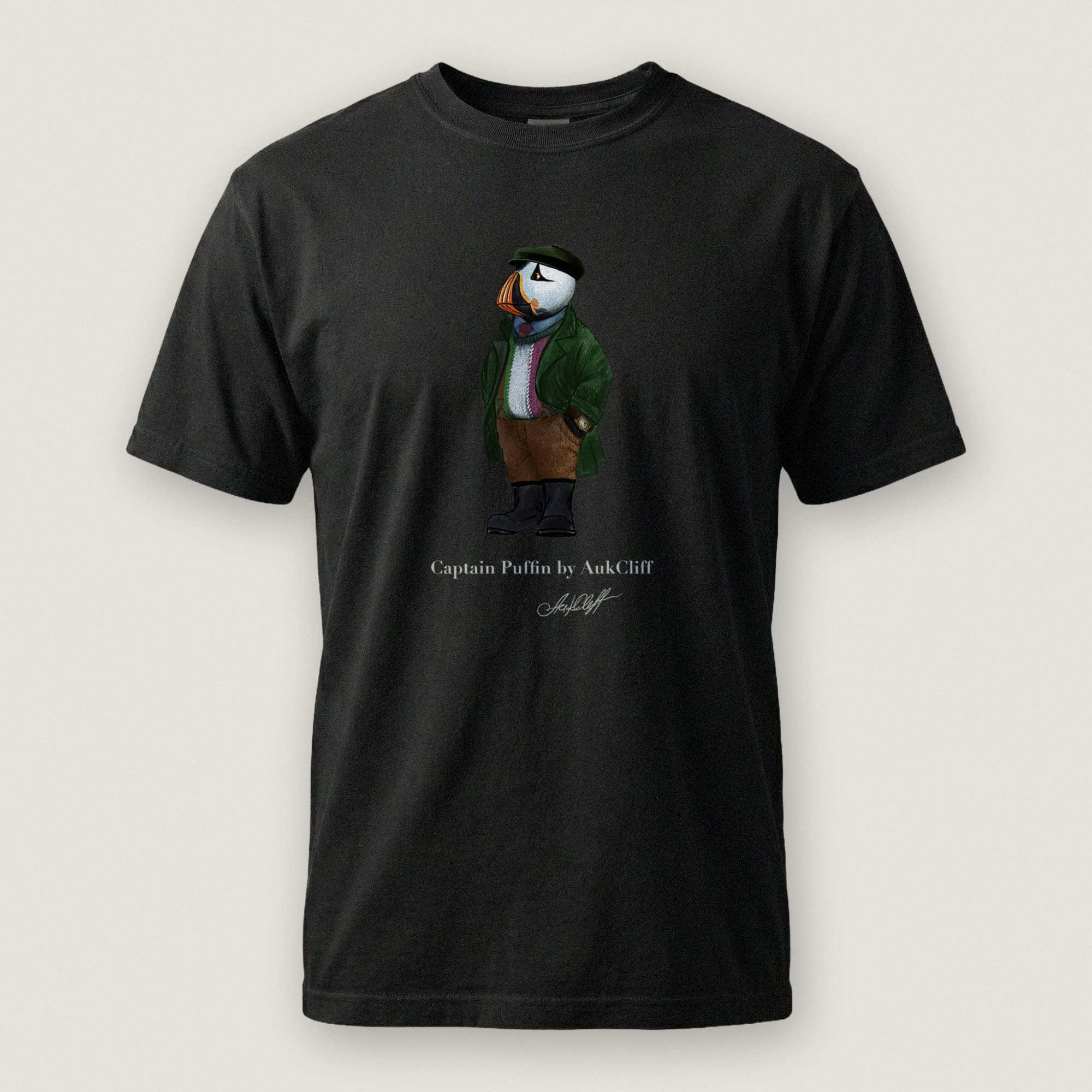 AukCliff® Captain Puffin T-shirt Black / S Captain Puffin™ Republic of Newfoundland Comfort Colors T-Shirt