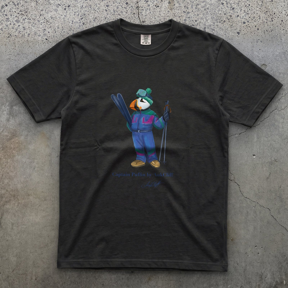 AukCliff Captain Puffin T-shirt Black / S Captain Puffin™ Retro Ski Comfort Colors T-Shirt