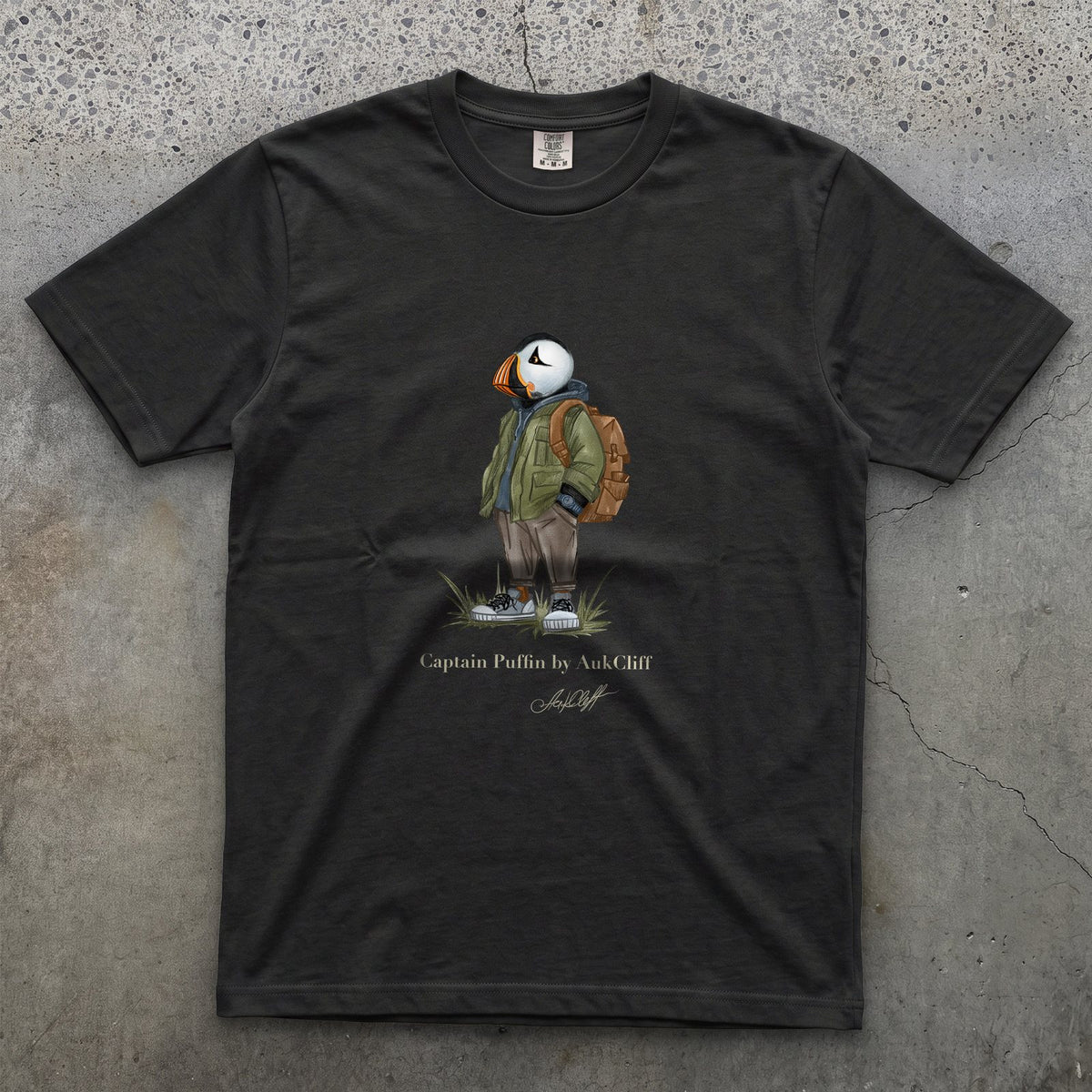 AukCliff® Captain Puffin T-shirt Black / S Captain Puffin™ “Urban Hiker” Comfort Colors T-Shirt