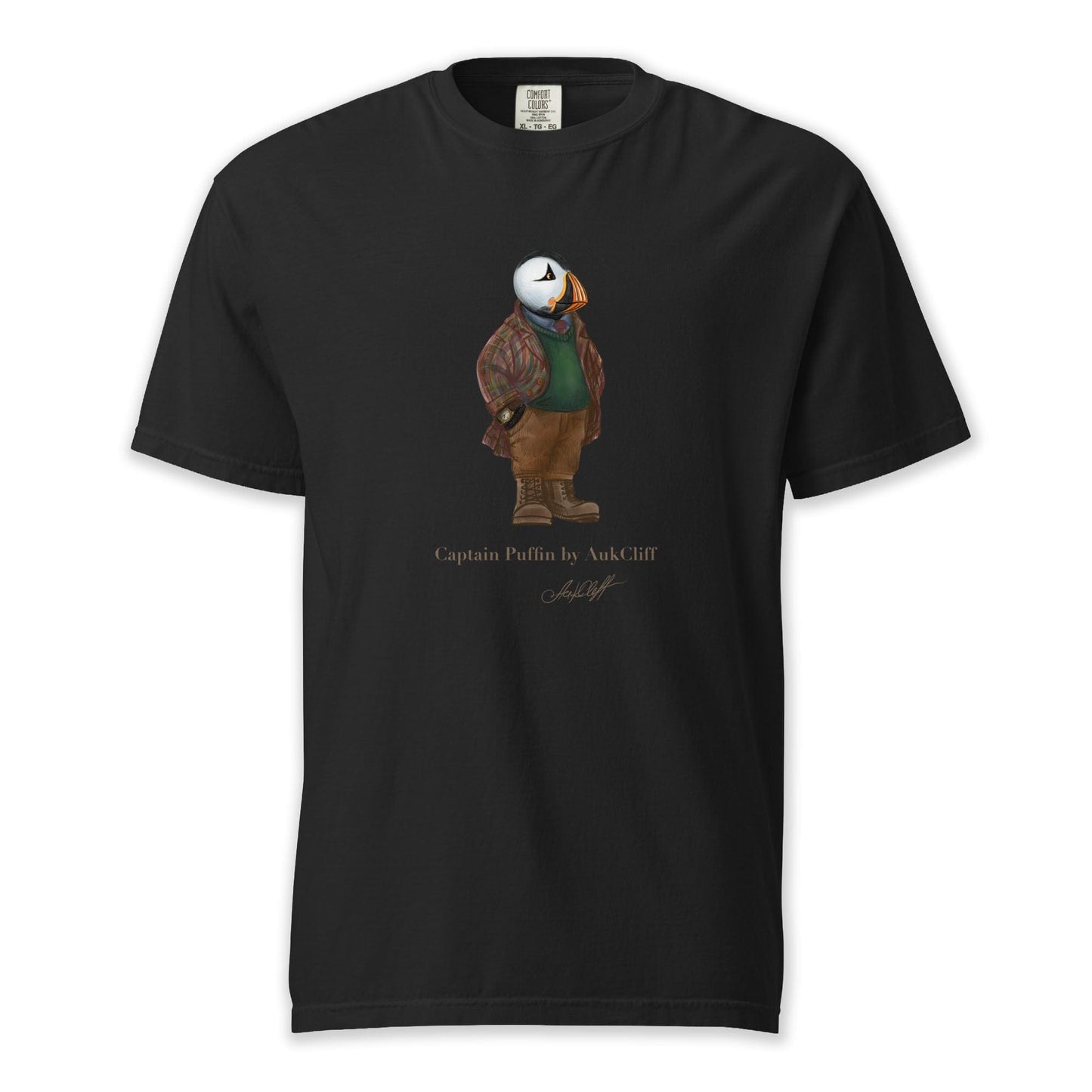 AukCliff® Captain Puffin T-shirt Black / S Captain Puffin™ “Wilderness Gentleman” Comfort Colors T-Shirt