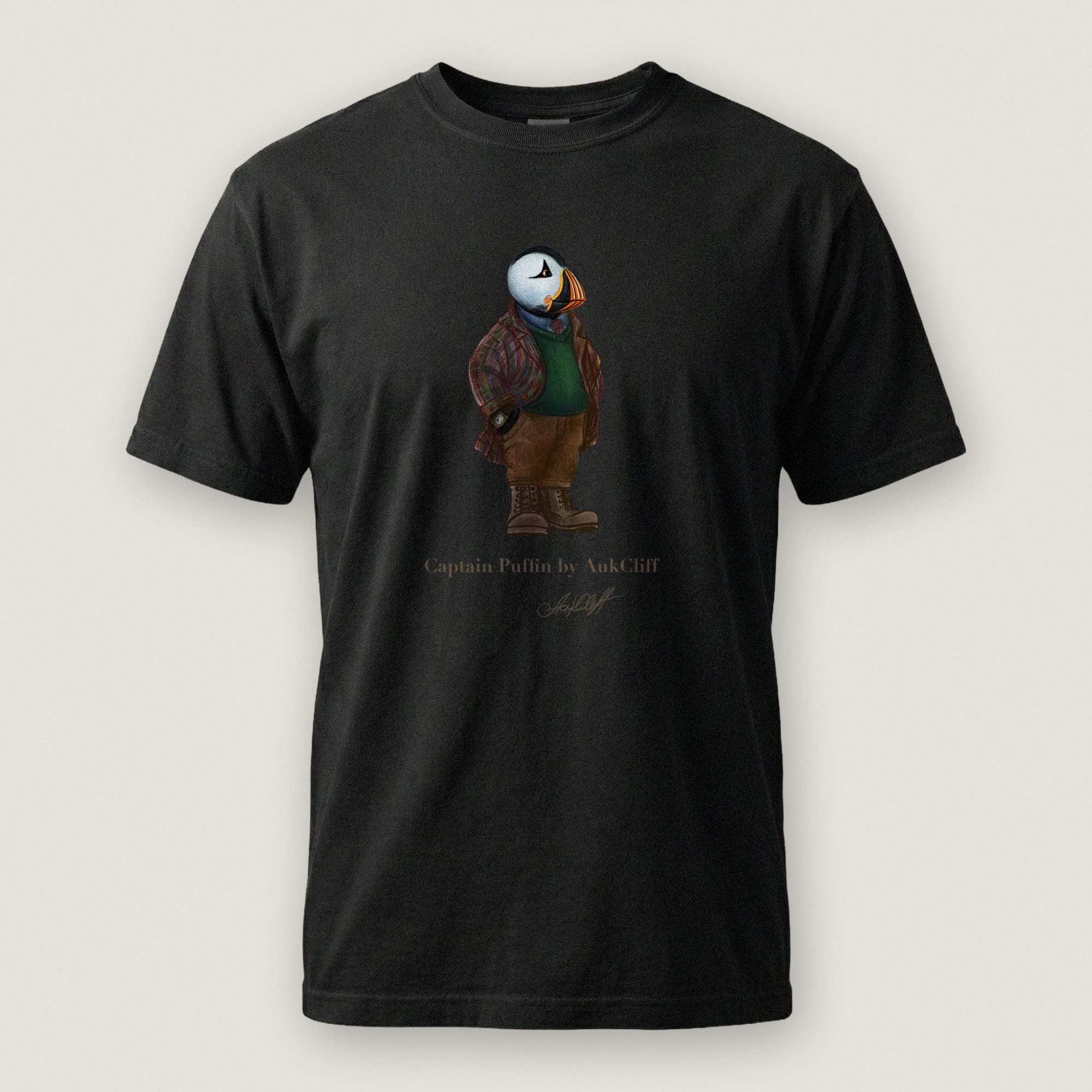 AukCliff® Captain Puffin T-shirt Black / S Captain Puffin™ “Wilderness Gentleman” Comfort Colors T-Shirt
