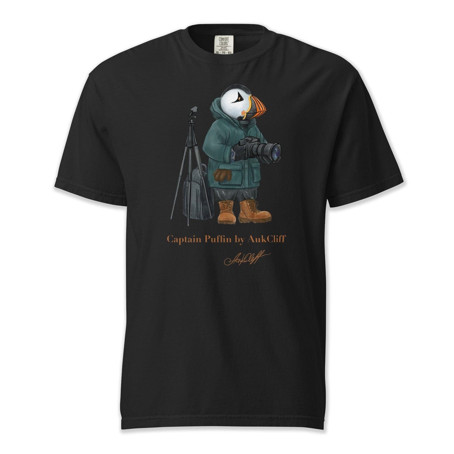 AukCliff Captain Puffin T-shirt Black / S Captain Puffin™ Wildlife Photographer Comfort Colors T-Shirt