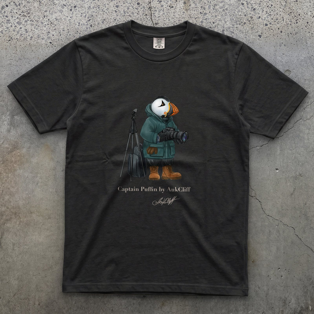 AukCliff Captain Puffin T-shirt Black / S Captain Puffin™ Wildlife Photographer Comfort Colors T-Shirt