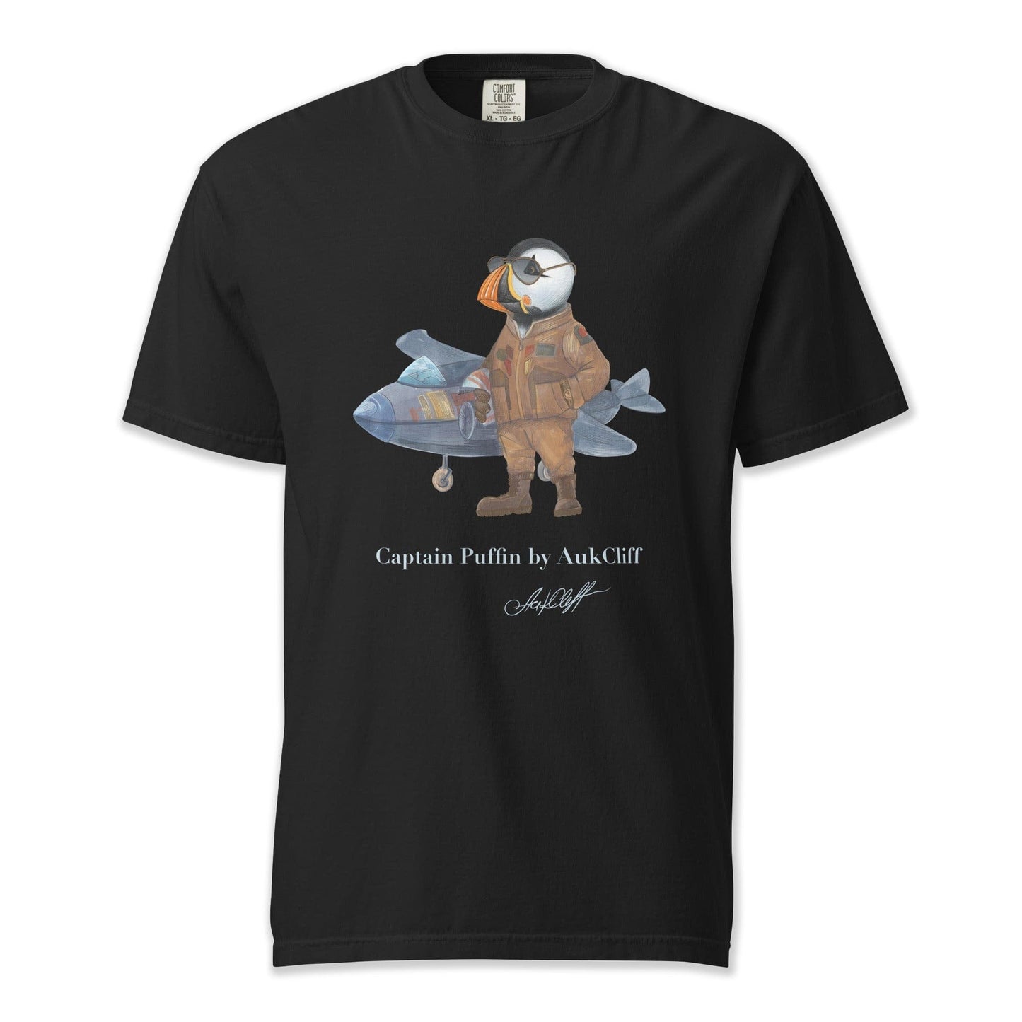 AukCliff Captain Puffin T-shirt Black / S Comfort Colors™ Captain Puffin Jet Pilot T-Shirt