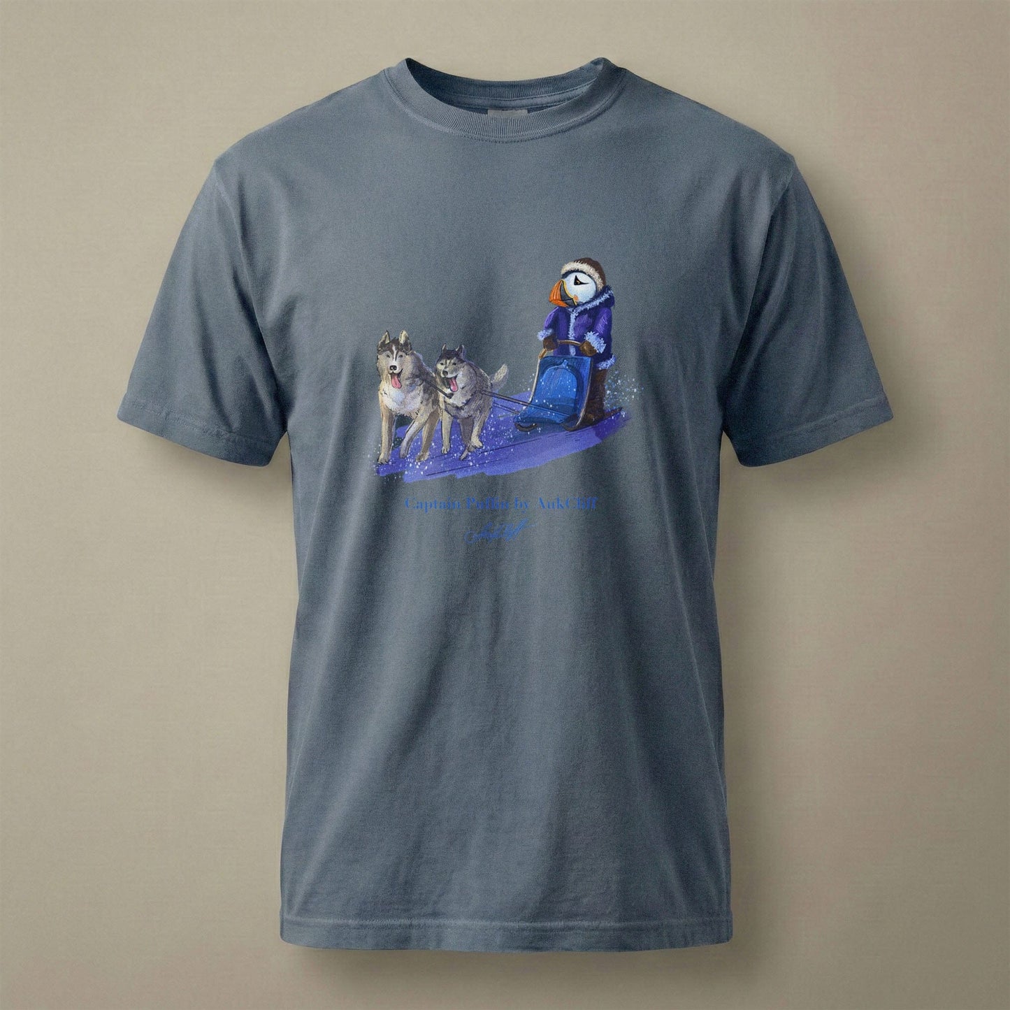 AukCliff Captain Puffin T-shirt Blue Jean / S Captain Puffin™ Arctic Dog Sledder T-Shirt
