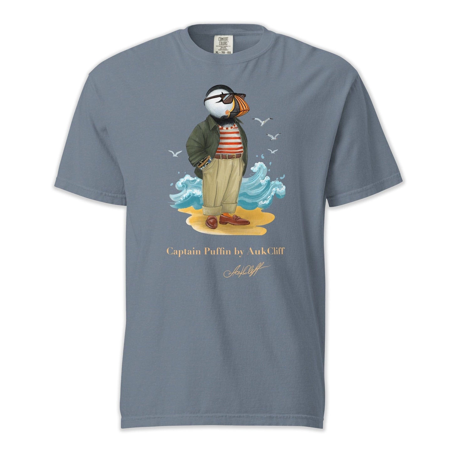 AukCliff Captain Puffin T-shirt Blue Jean / S Captain Puffin™ Coastal Wanderer Comfort Colors T-Shirt