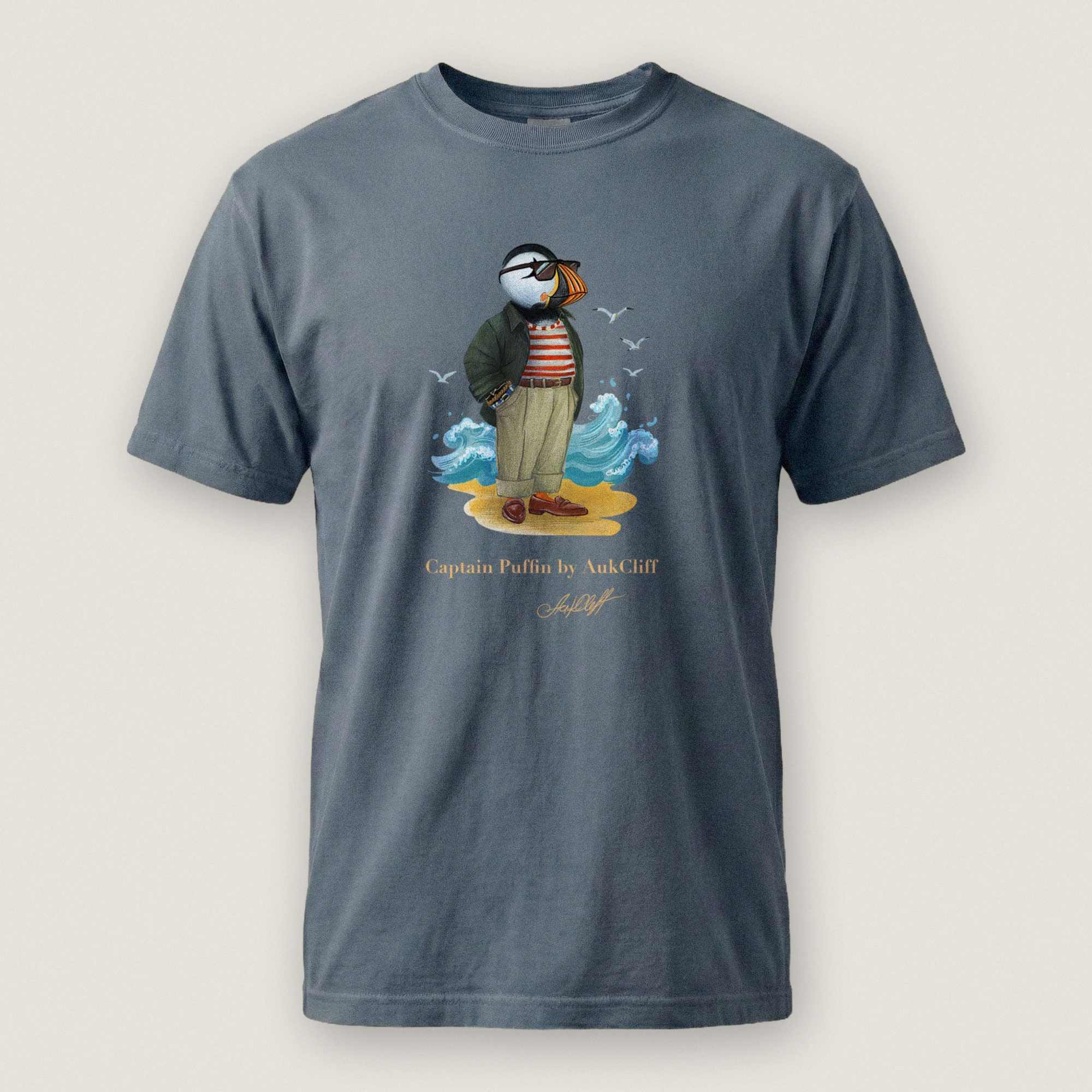 AukCliff Captain Puffin T-shirt Blue Jean / S Captain Puffin™ Coastal Wanderer Comfort Colors T-Shirt