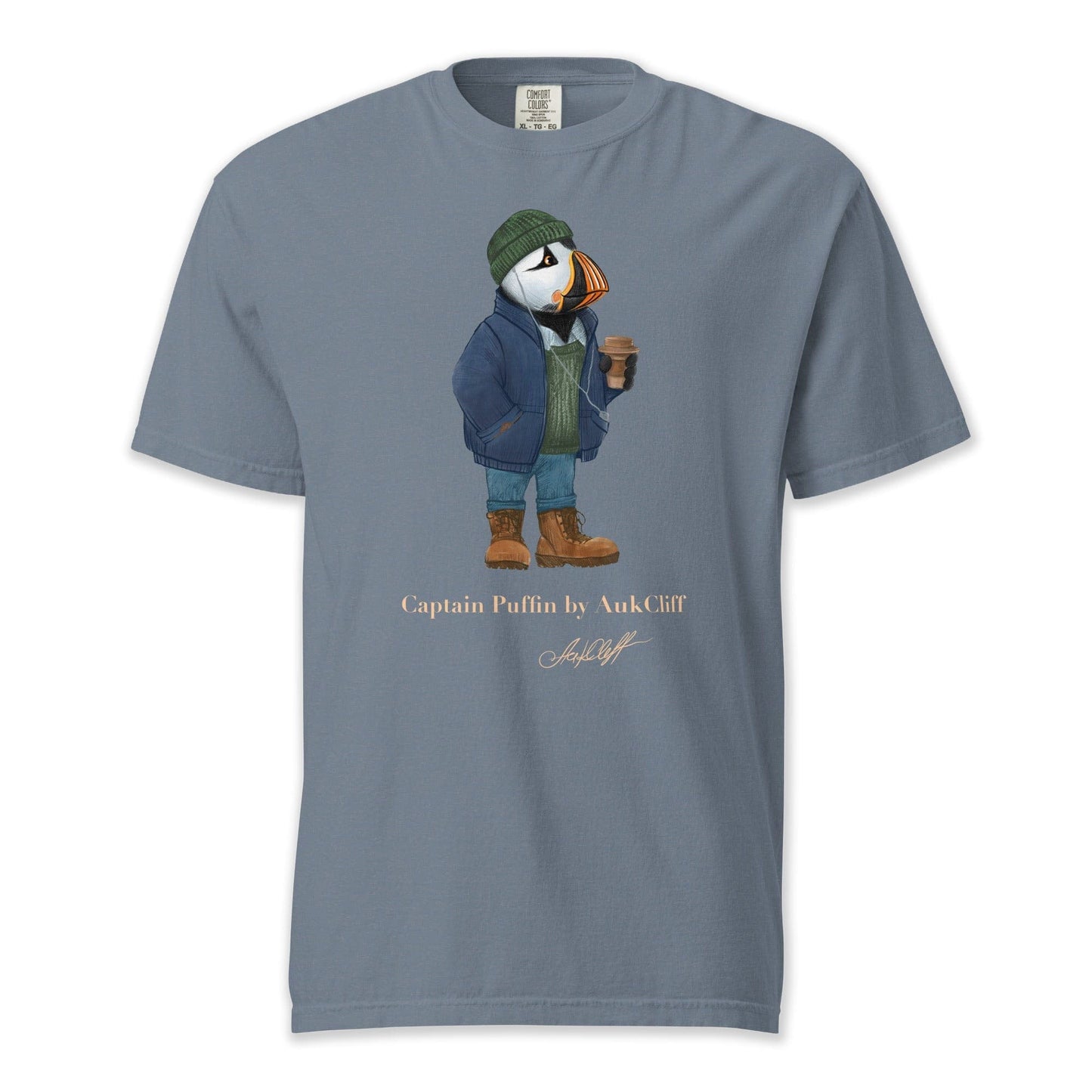 AukCliff Captain Puffin T-shirt Blue Jean / S Captain Puffin™ Coffeehouse Comfort Colors T-Shirt