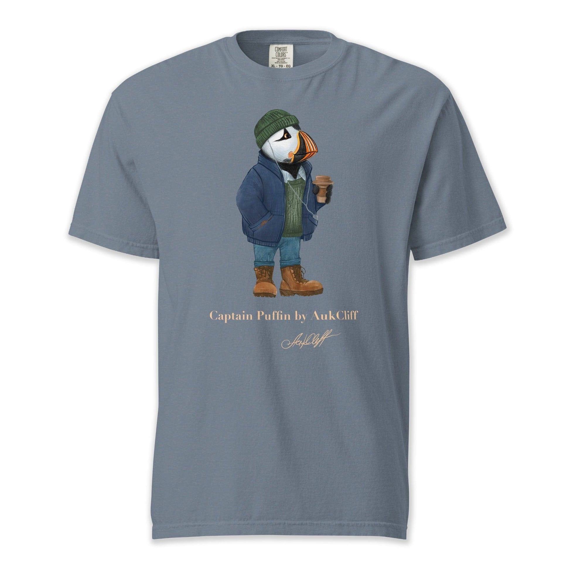 AukCliff Captain Puffin T-shirt Blue Jean / S Captain Puffin™ Coffeehouse Comfort Colors T-Shirt