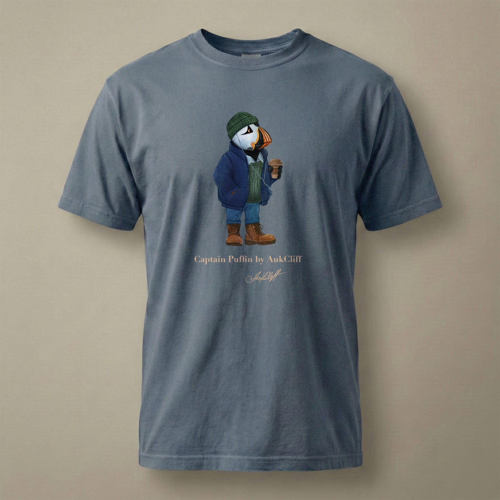 AukCliff Captain Puffin T-shirt Blue Jean / S Captain Puffin™ Coffeehouse Comfort Colors T-Shirt