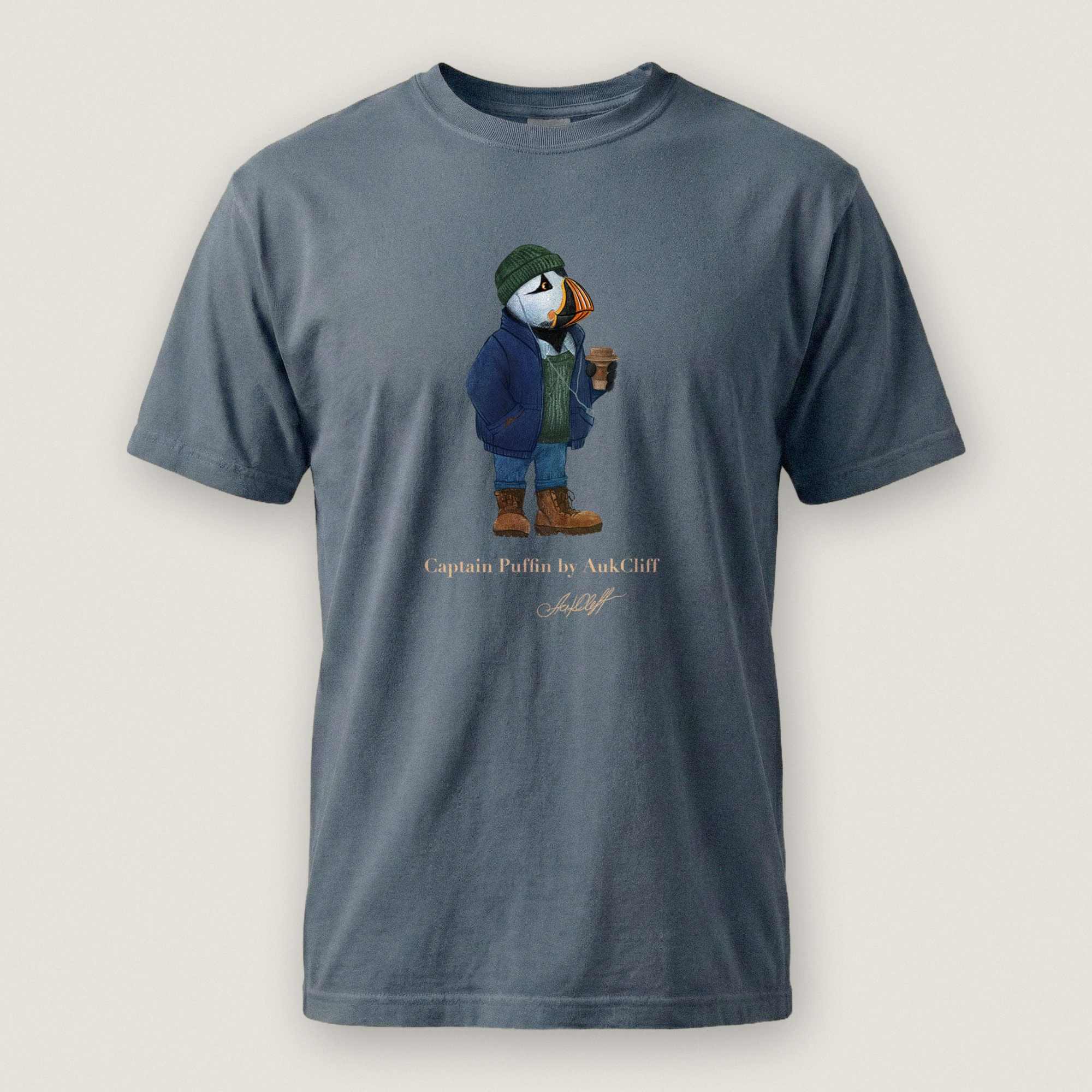AukCliff Captain Puffin T-shirt Blue Jean / S Captain Puffin™ Coffeehouse Comfort Colors T-Shirt
