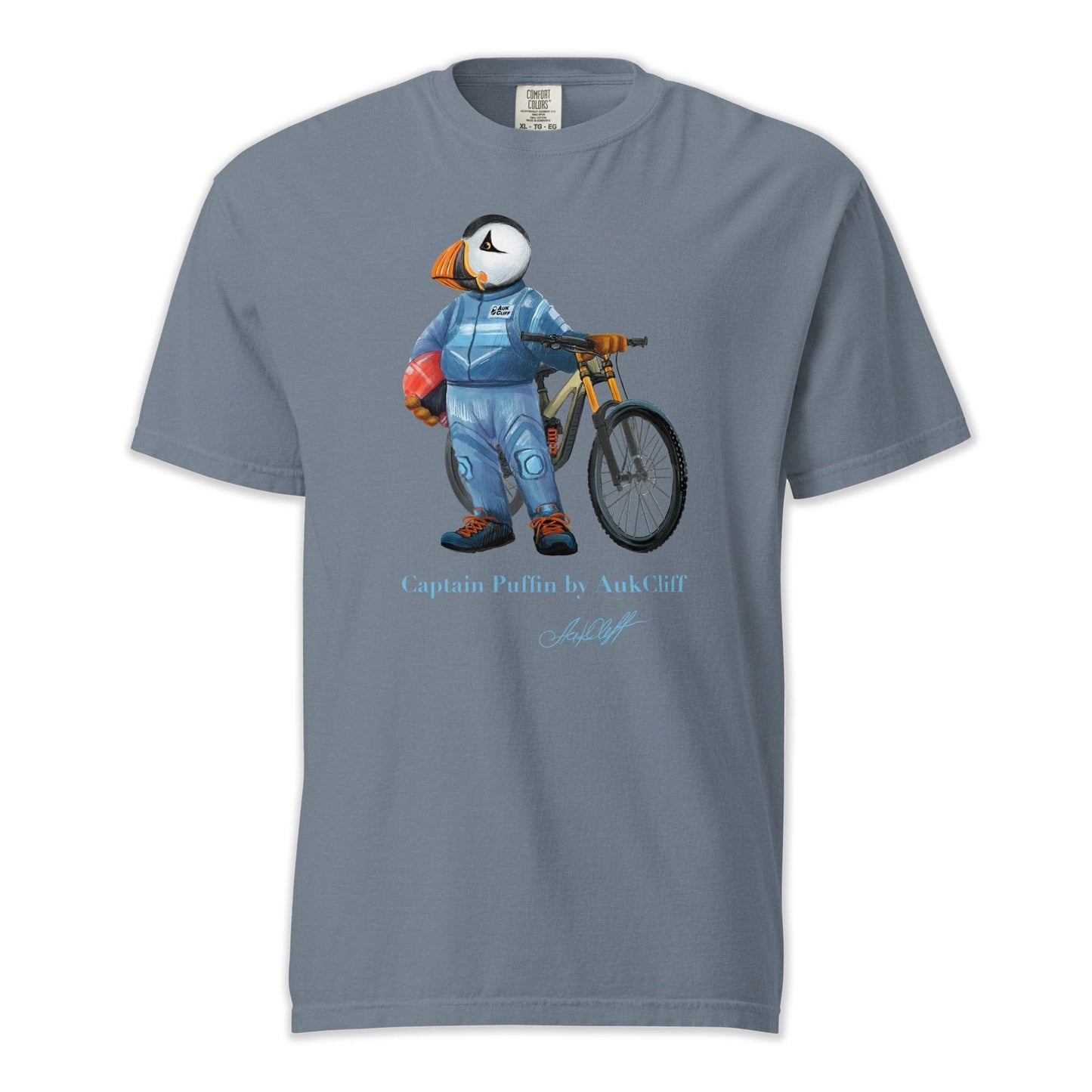 AukCliff Captain Puffin T-shirt Blue Jean / S Captain Puffin™ Downhill Mountain Biker Comfort Colors T-Shirt