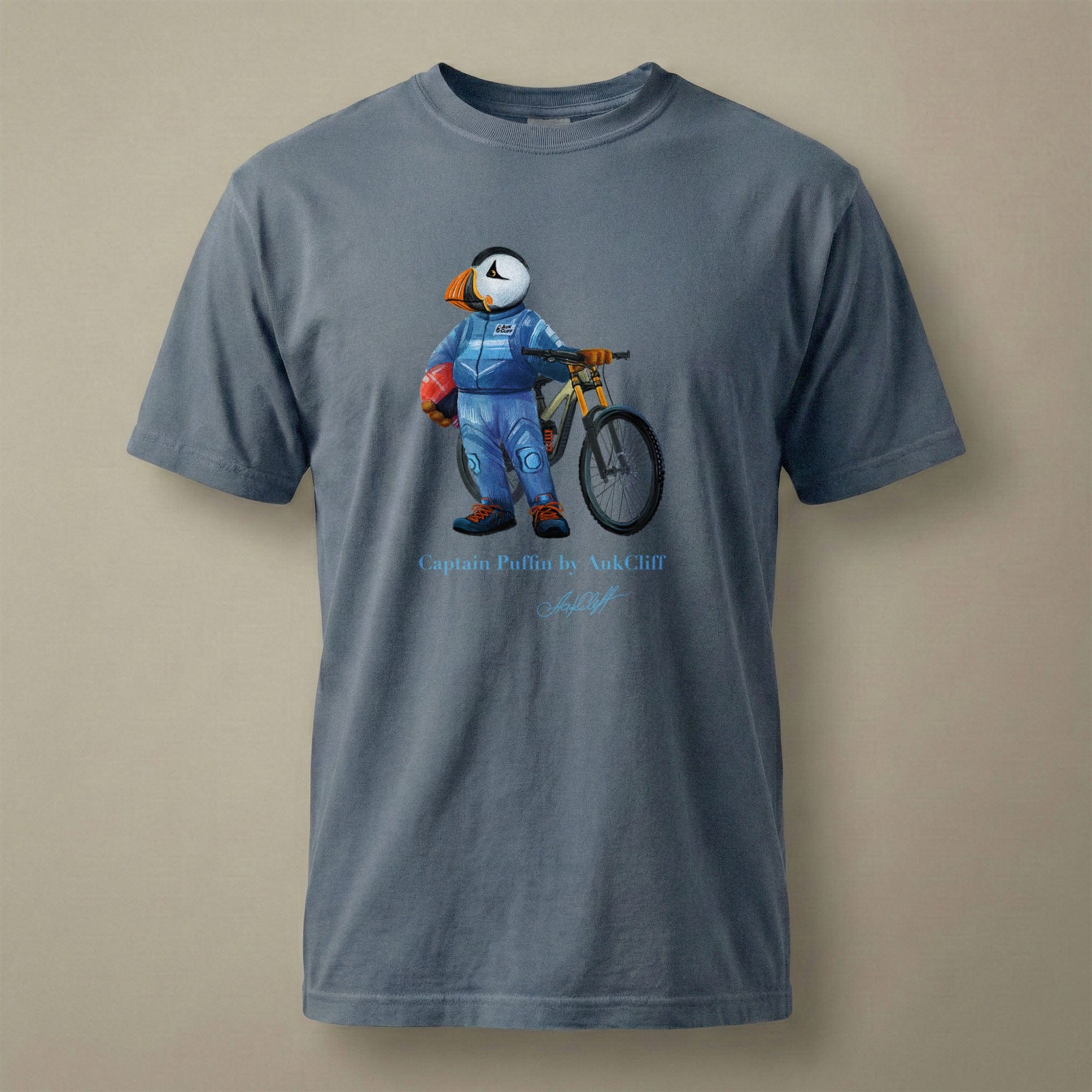 AukCliff Captain Puffin T-shirt Blue Jean / S Captain Puffin™ Downhill Mountain Biker Comfort Colors T-Shirt