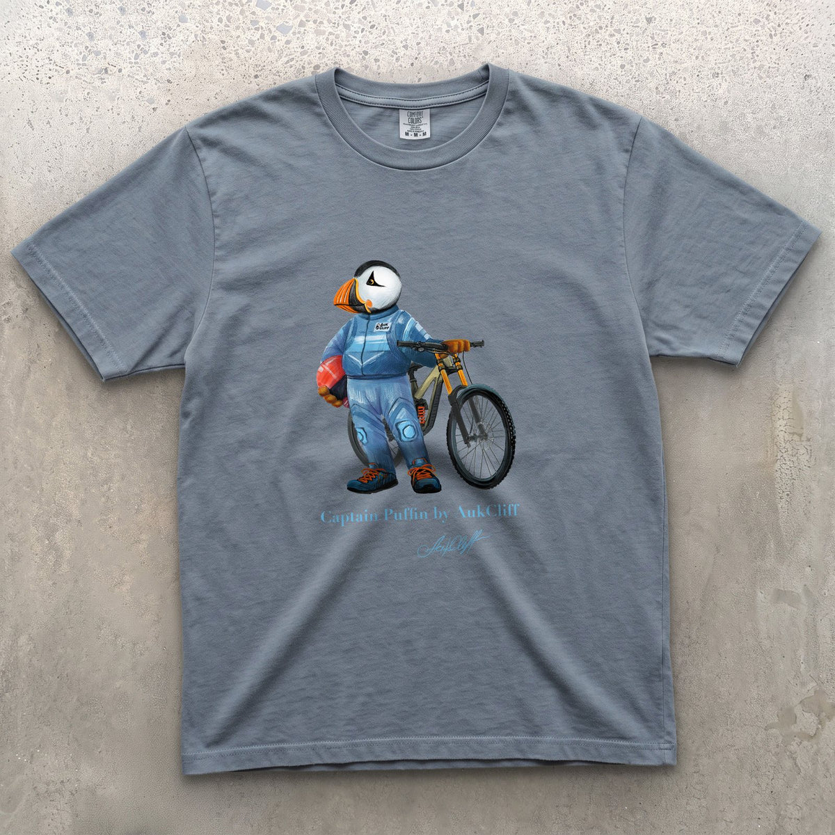 AukCliff Captain Puffin T-shirt Blue Jean / S Captain Puffin™ Downhill Mountain Biker Comfort Colors T-Shirt