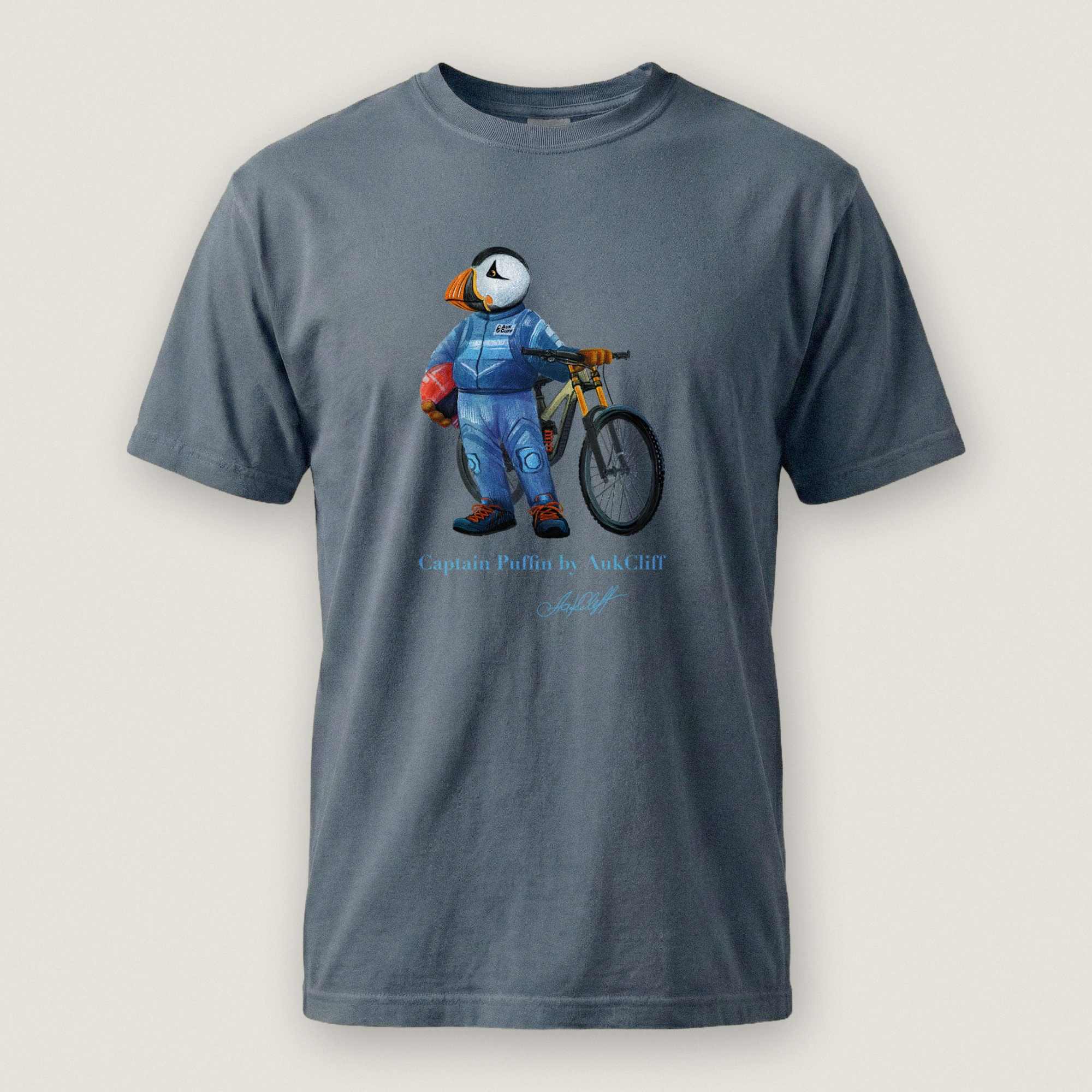 AukCliff Captain Puffin T-shirt Blue Jean / S Captain Puffin™ Downhill Mountain Biker Comfort Colors T-Shirt