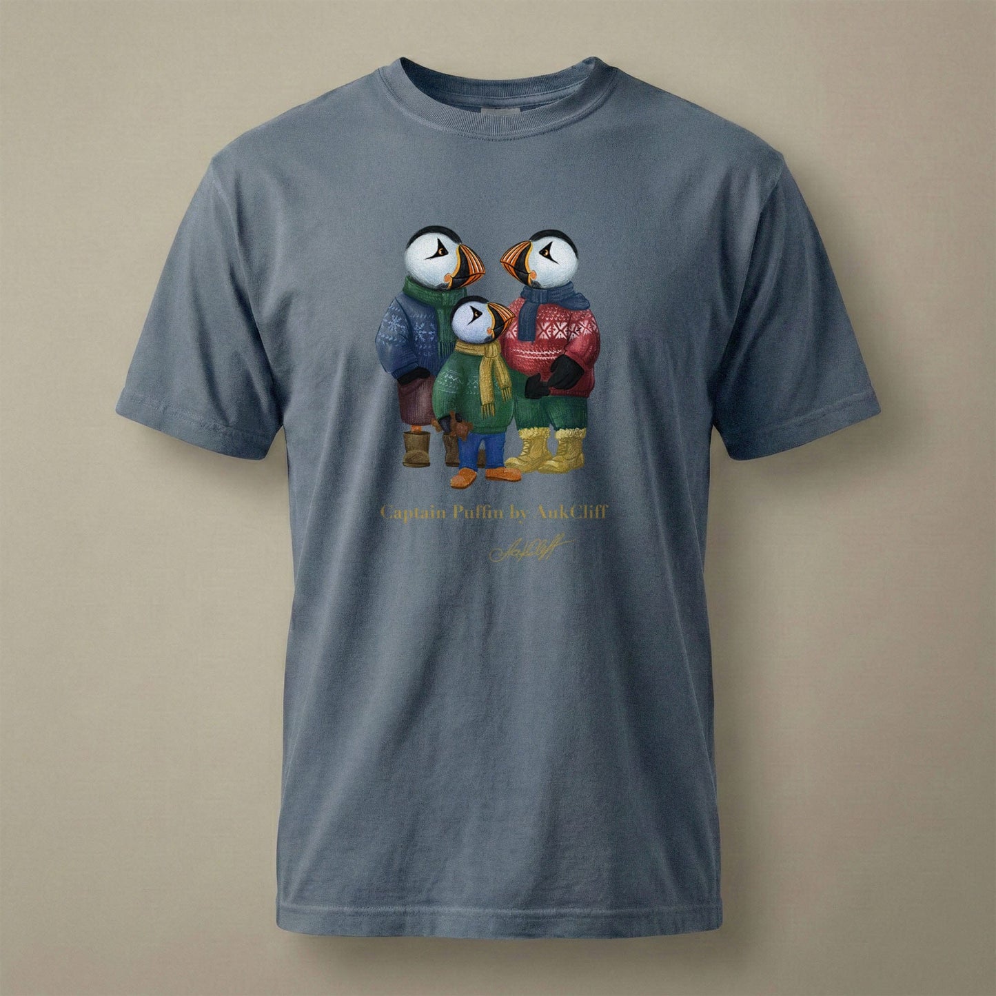 AukCliff Captain Puffin T-shirt Blue Jean / S Captain Puffin™ “Festive Family” Comfort Colors T-Shirt
