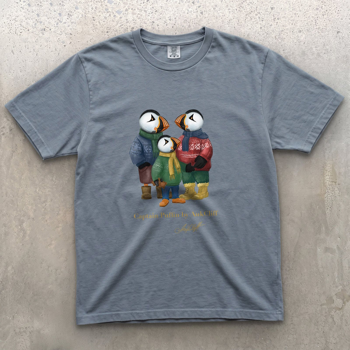 AukCliff Captain Puffin T-shirt Blue Jean / S Captain Puffin™ “Festive Family” Comfort Colors T-Shirt