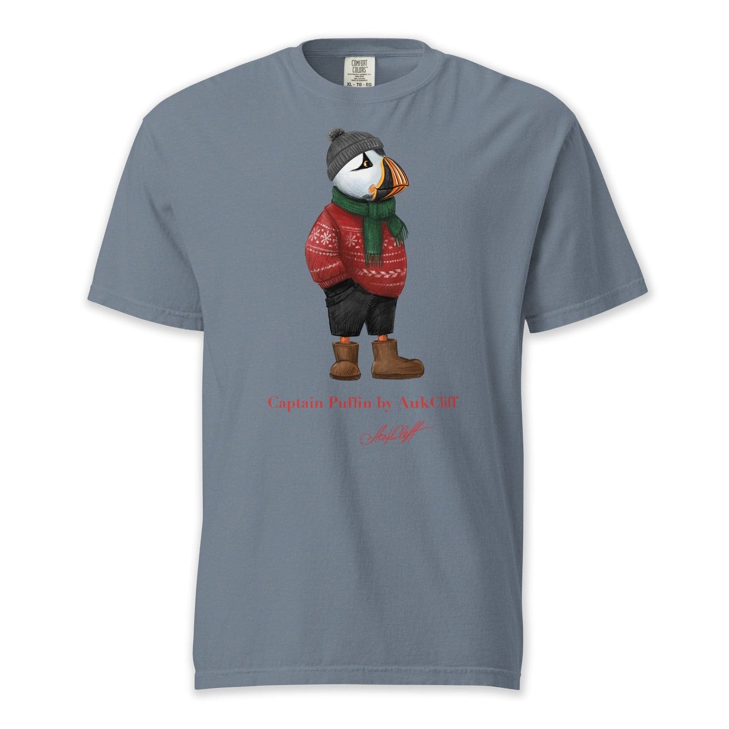 AukCliff Captain Puffin T-shirt Blue Jean / S Captain Puffin™ “Festive Puffin” Comfort Colors T-Shirt