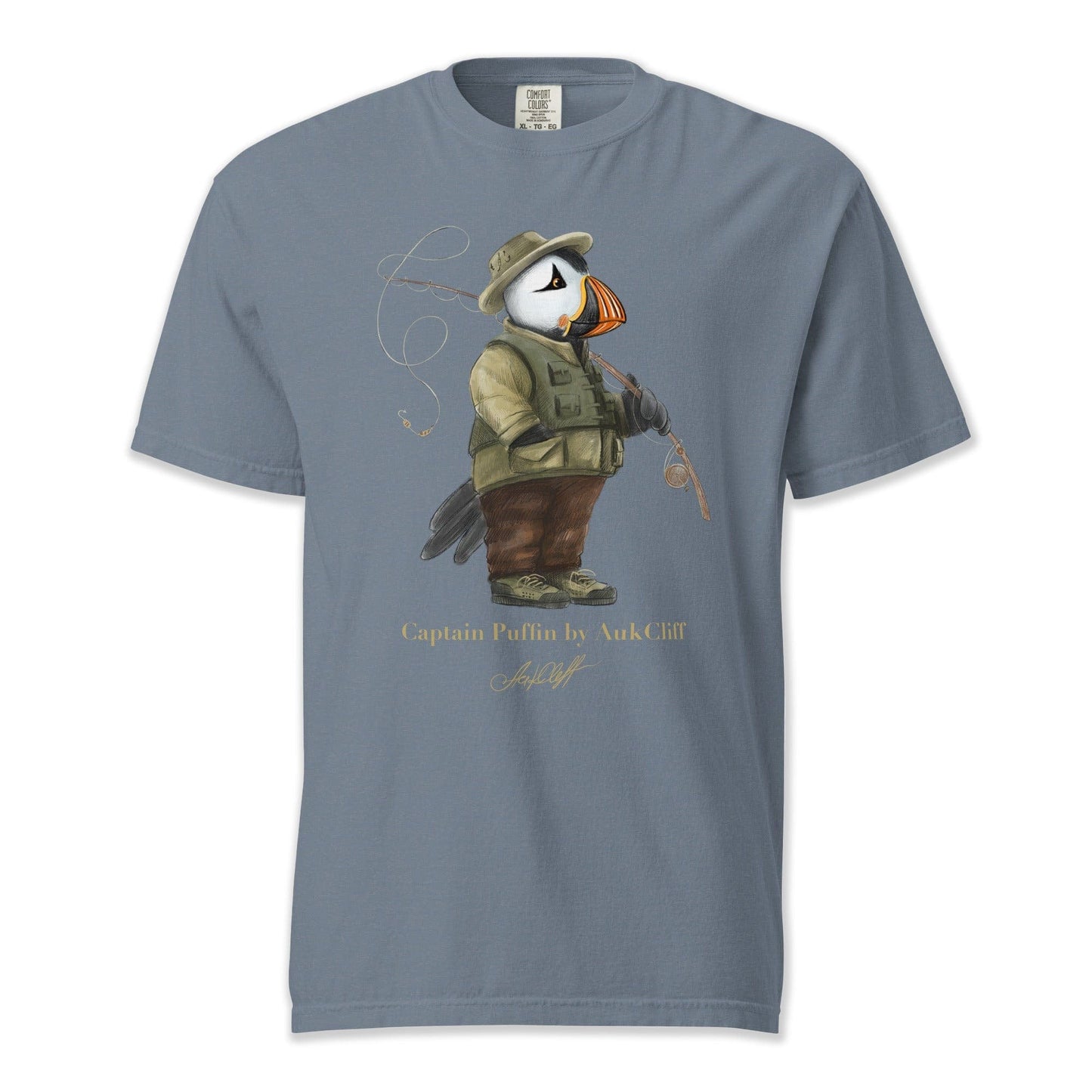 AukCliff Captain Puffin T-shirt Blue Jean / S Captain Puffin™ Fly Fisherman Comfort Colors T-Shirt