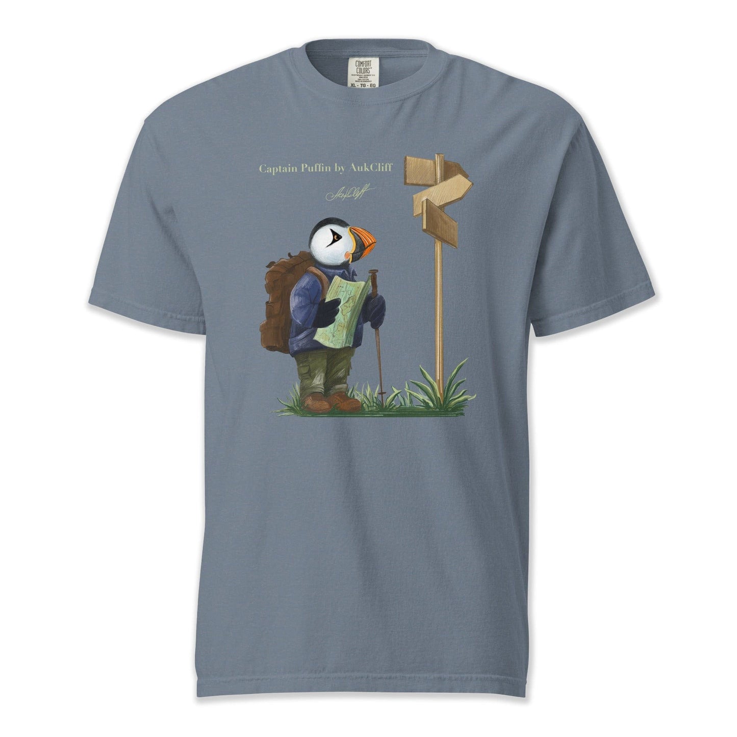 AukCliff Captain Puffin T-shirt Blue Jean / S Captain Puffin™ Hiker Comfort Colors T-Shirt