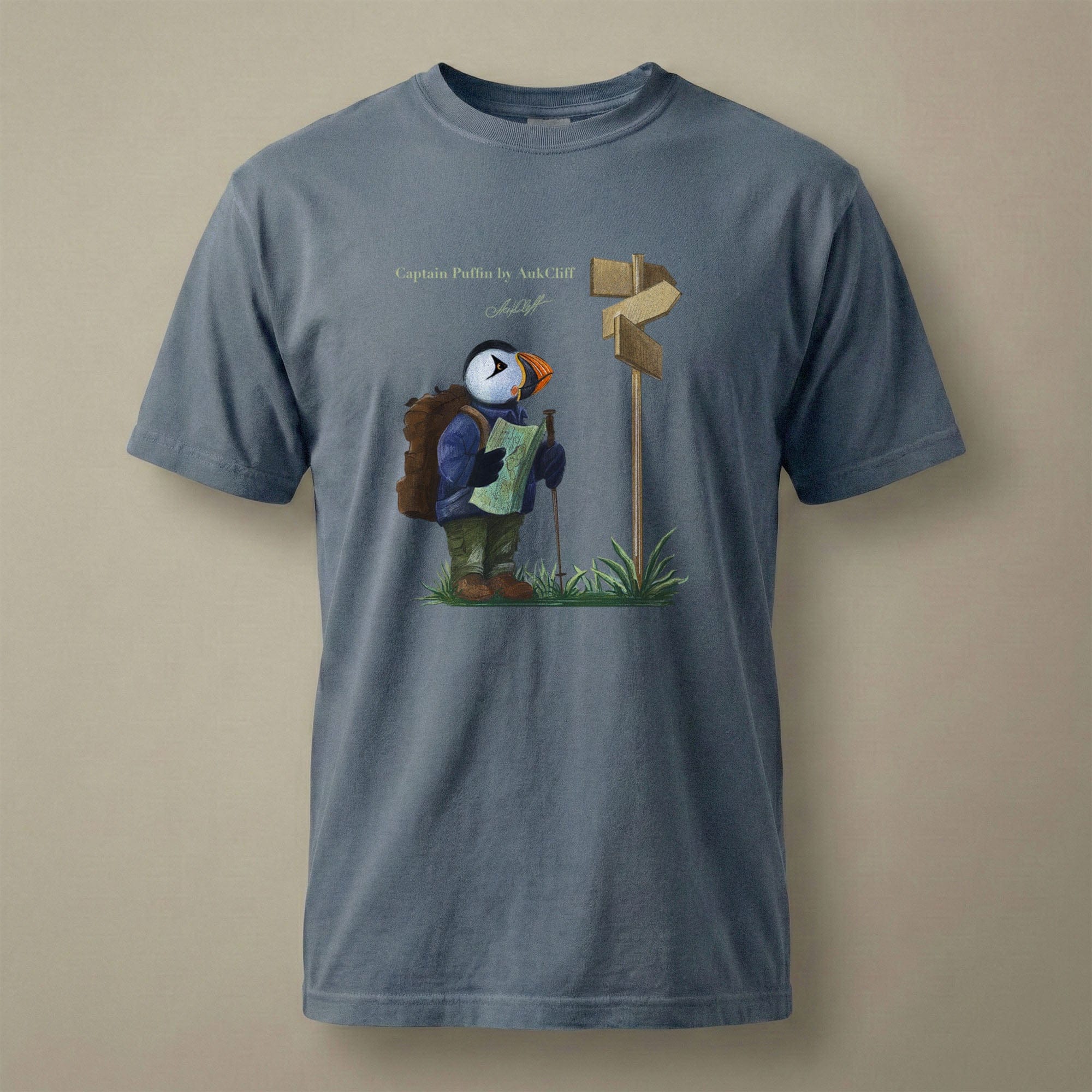 AukCliff Captain Puffin T-shirt Blue Jean / S Captain Puffin™ Hiker Comfort Colors T-Shirt