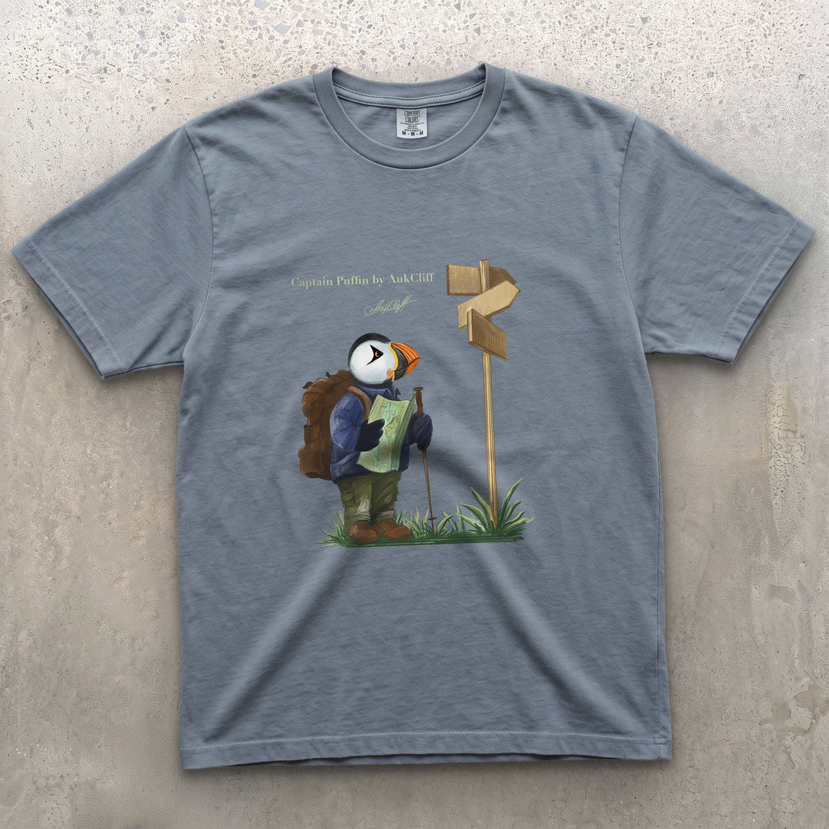 AukCliff Captain Puffin T-shirt Blue Jean / S Captain Puffin™ Hiker Comfort Colors T-Shirt