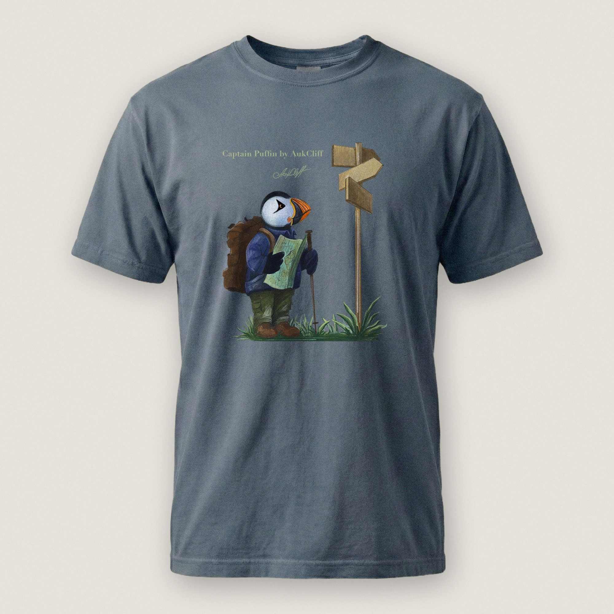AukCliff Captain Puffin T-shirt Blue Jean / S Captain Puffin™ Hiker Comfort Colors T-Shirt