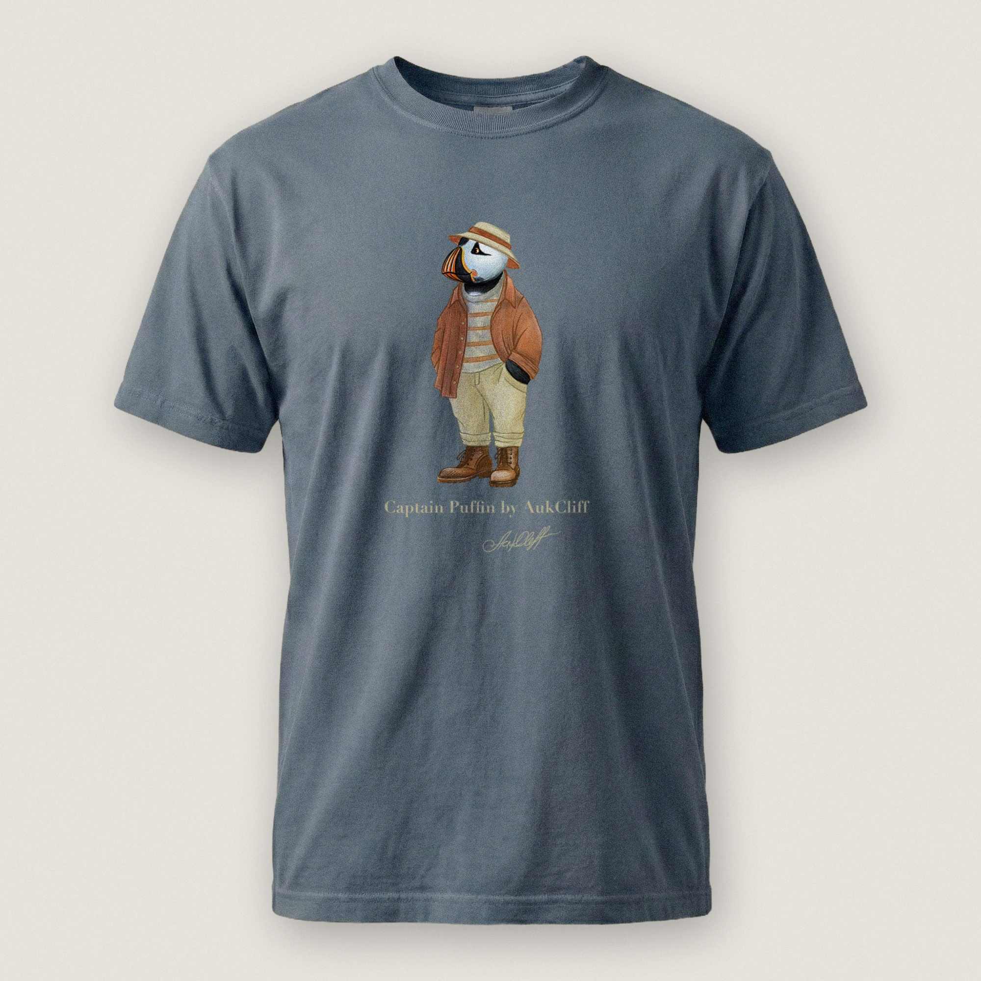 AukCliff® Captain Puffin T-shirt Blue Jean / S Captain Puffin “Iberian Rambler” Comfort Colors T-Shirt
