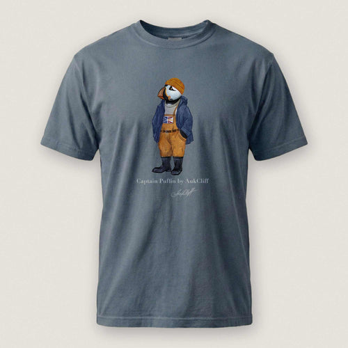 AukCliff® Captain Puffin T-shirt Blue Jean / S Captain Puffin™ Newfoundland & Labrador Comfort Colors T-Shirt