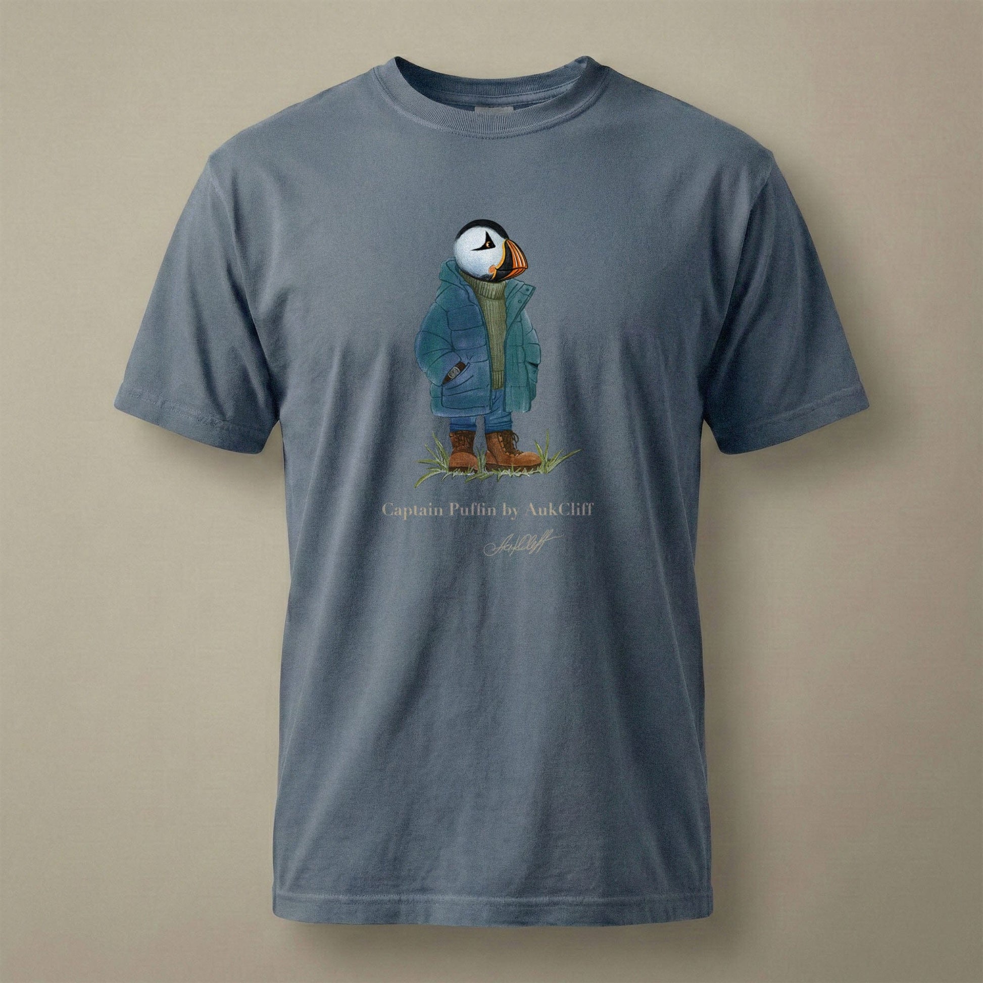 AukCliff® Captain Puffin T-shirt Blue Jean / S Captain Puffin™ “Nordic Roamer” Comfort Colors T-Shirt