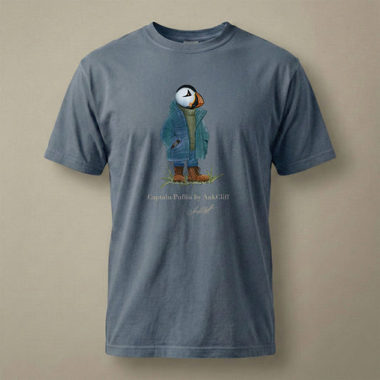 AukCliff® Captain Puffin T-shirt Blue Jean / S Captain Puffin™ “Nordic Roamer” Comfort Colors T-Shirt