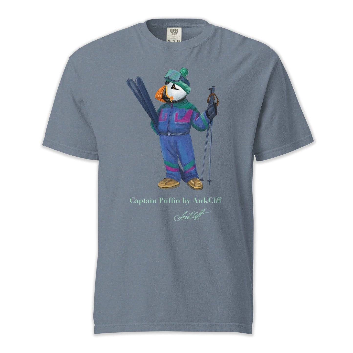 AukCliff Captain Puffin T-shirt Blue Jean / S Captain Puffin™ Retro Ski Comfort Colors T-Shirt