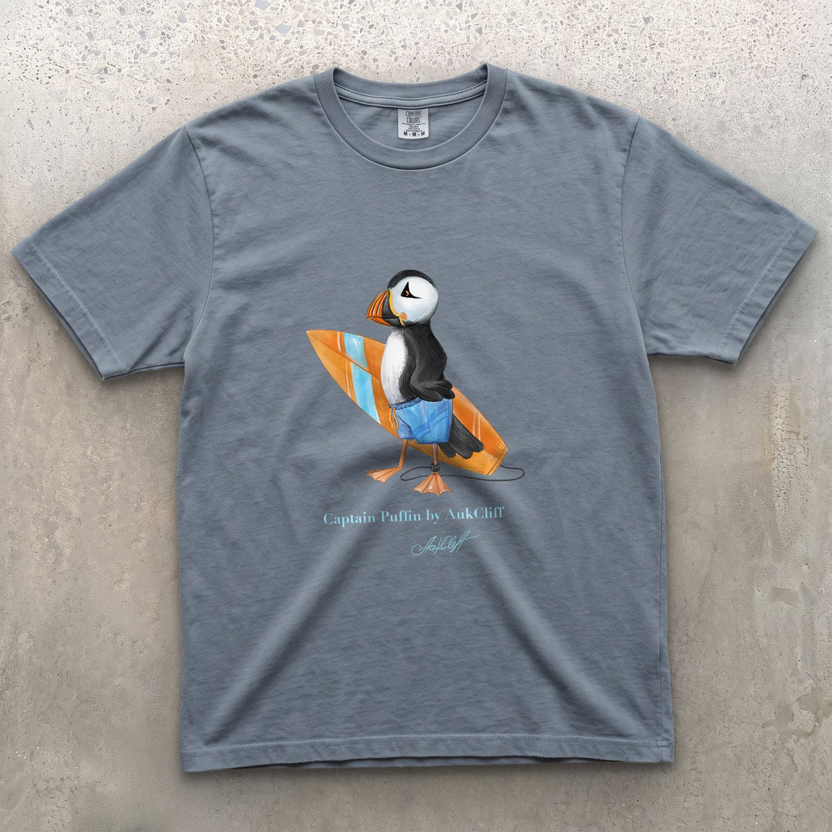 AukCliff Captain Puffin T-shirt Blue Jean / S Captain Puffin™ Surfer Comfort Colors T-Shirt
