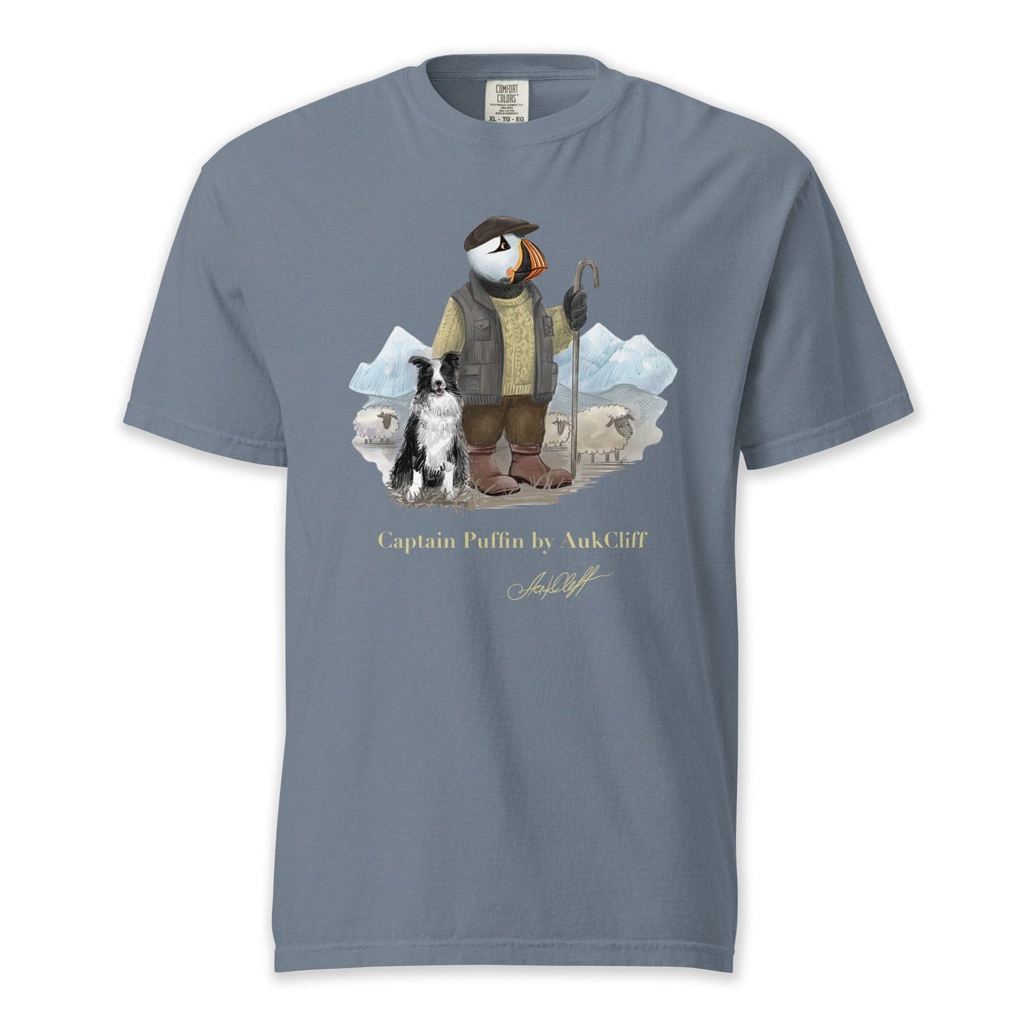 AukCliff Captain Puffin T-shirt Blue Jean / S Captain Puffin™ “The Merino Farmer” Comfort Colors T-Shirt
