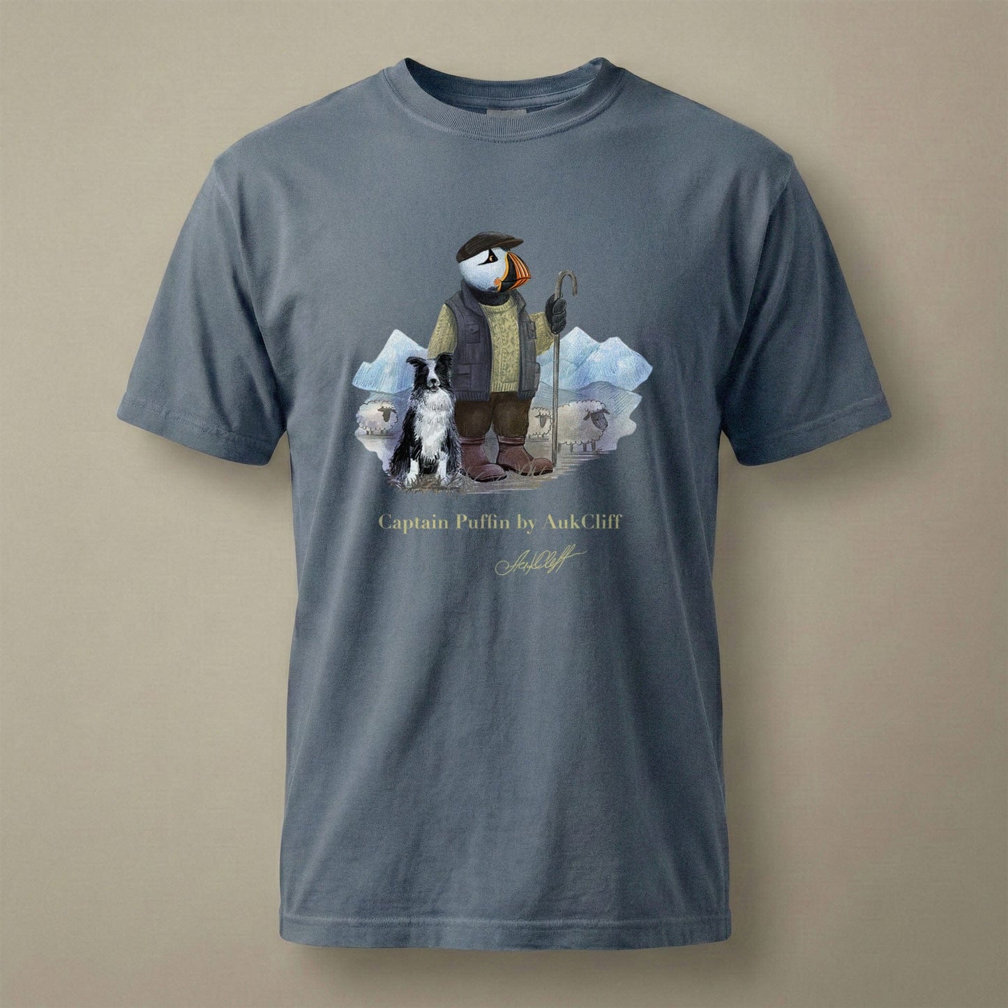 AukCliff Captain Puffin T-shirt Blue Jean / S Captain Puffin™ “The Merino Farmer” Comfort Colors T-Shirt