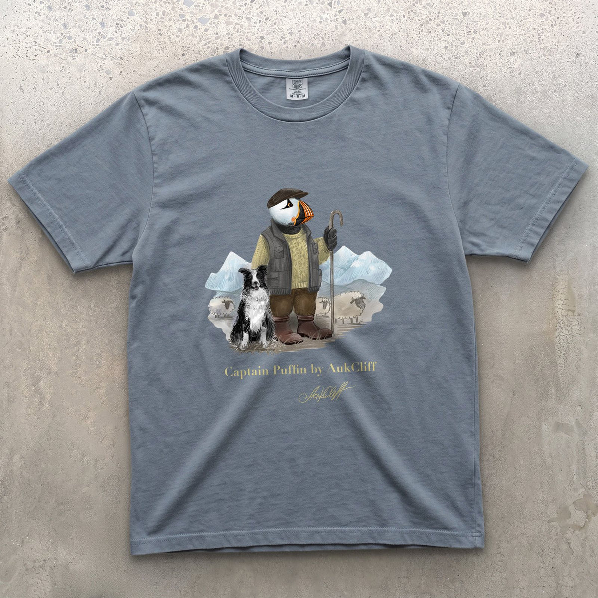 AukCliff Captain Puffin T-shirt Blue Jean / S Captain Puffin™ “The Merino Farmer” Comfort Colors T-Shirt