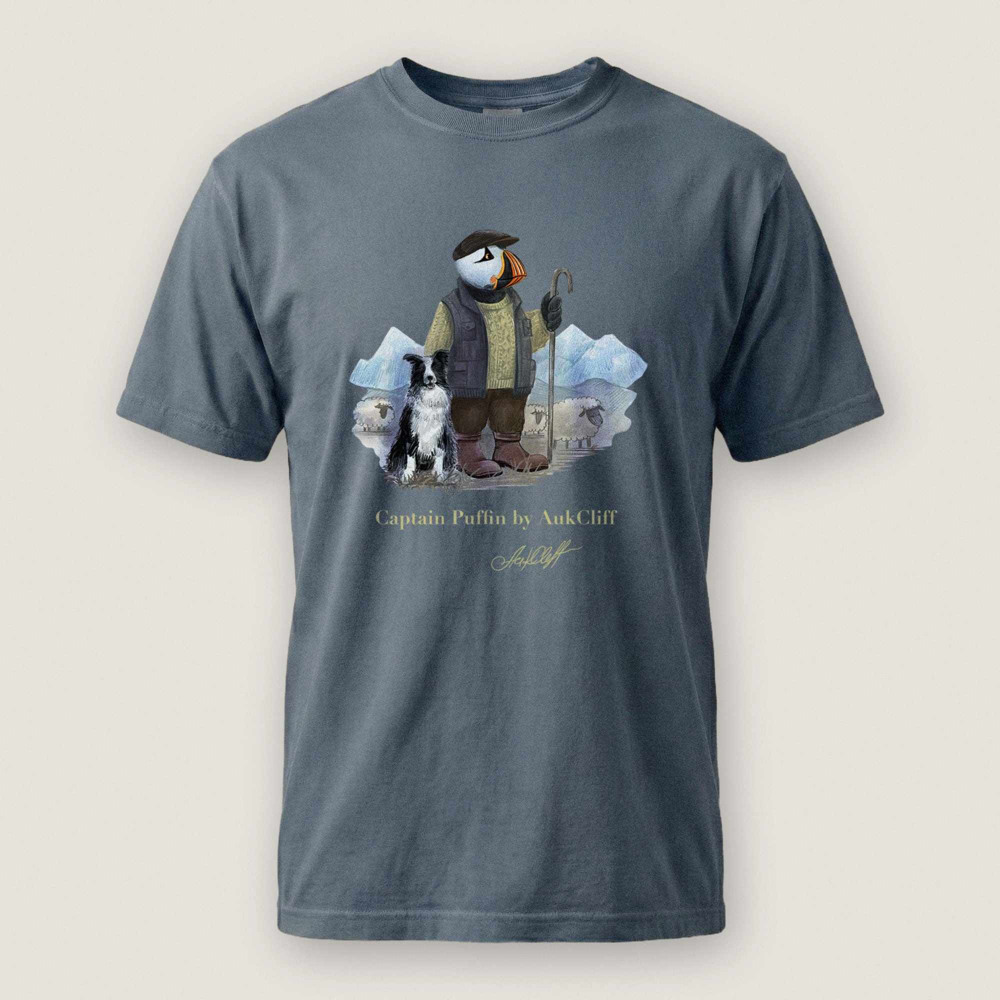 AukCliff Captain Puffin T-shirt Blue Jean / S Captain Puffin™ “The Merino Farmer” Comfort Colors T-Shirt