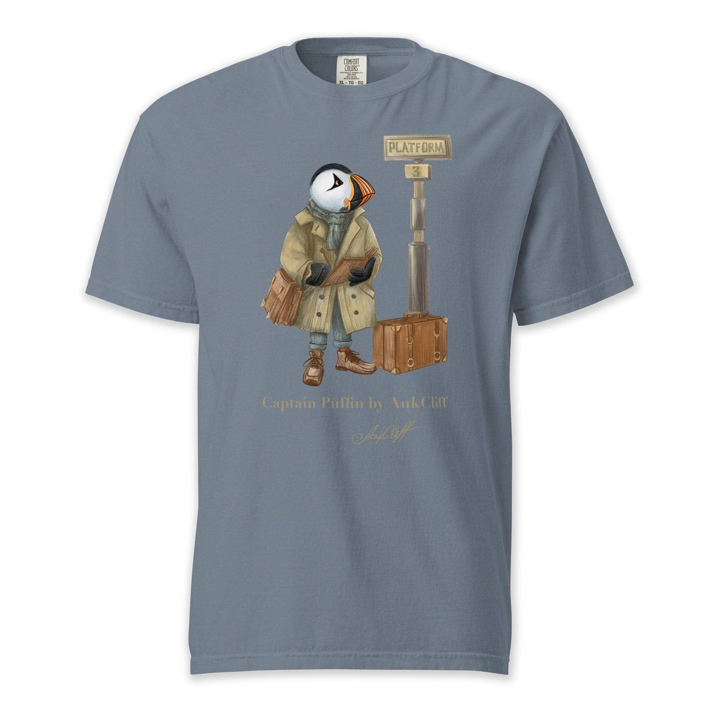 AukCliff Captain Puffin T-shirt Blue Jean / S Captain Puffin™ “The Storyteller” Comfort Colors T-Shirt