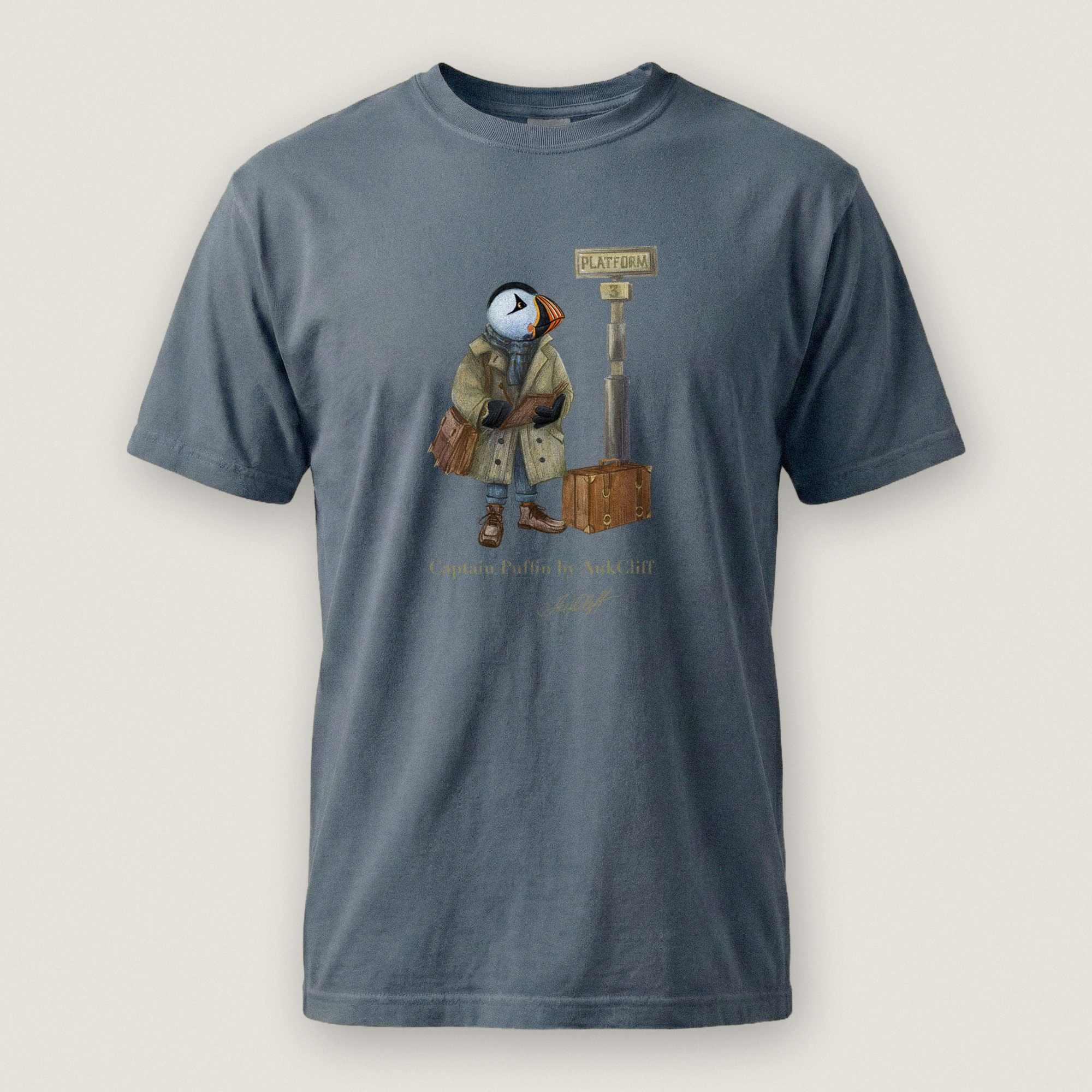 AukCliff Captain Puffin T-shirt Blue Jean / S Captain Puffin™ “The Storyteller” Comfort Colors T-Shirt