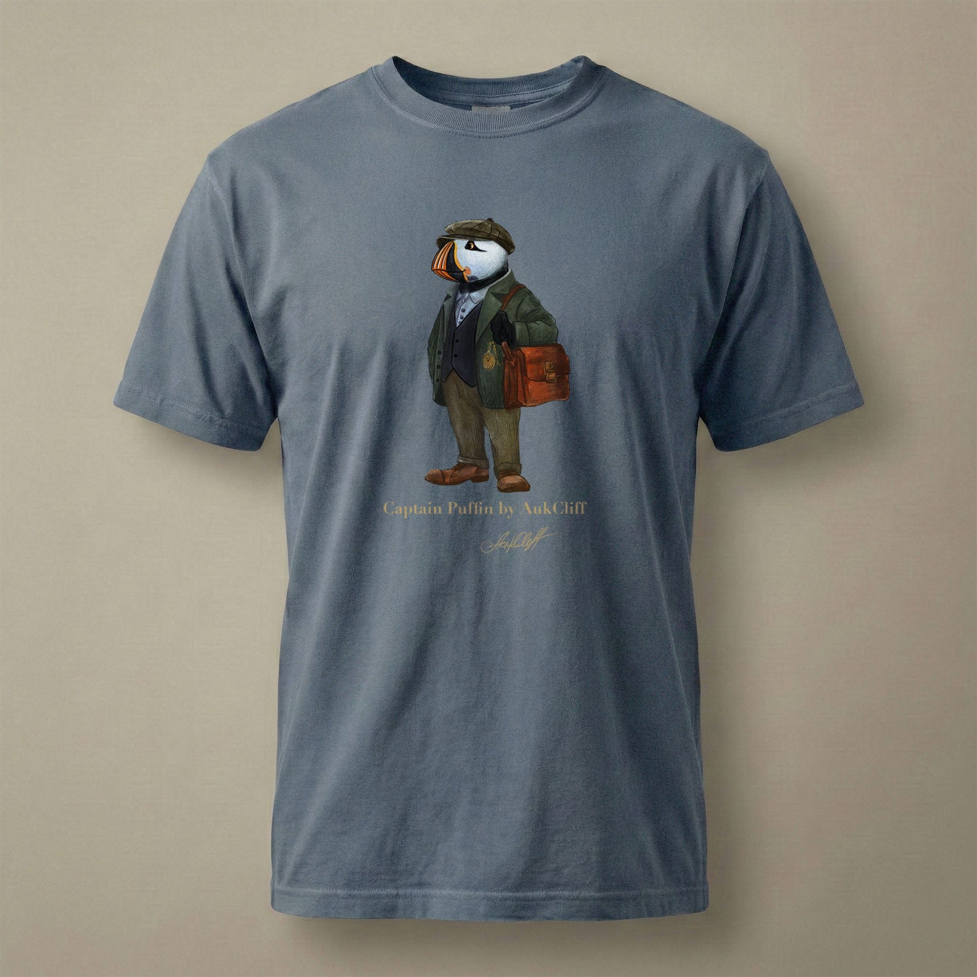 AukCliff Captain Puffin T-shirt Blue Jean / S Captain Puffin™ “The Vintage Explorer” Comfort Colors T-Shirt