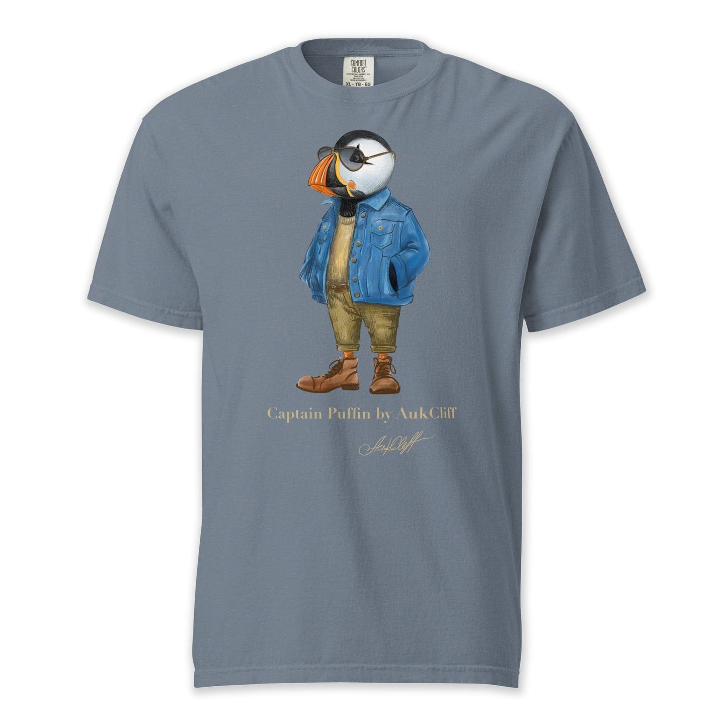 AukCliff Captain Puffin T-shirt Blue Jean / S Captain Puffin™ “The Wanderer” Comfort Colors -Shirt