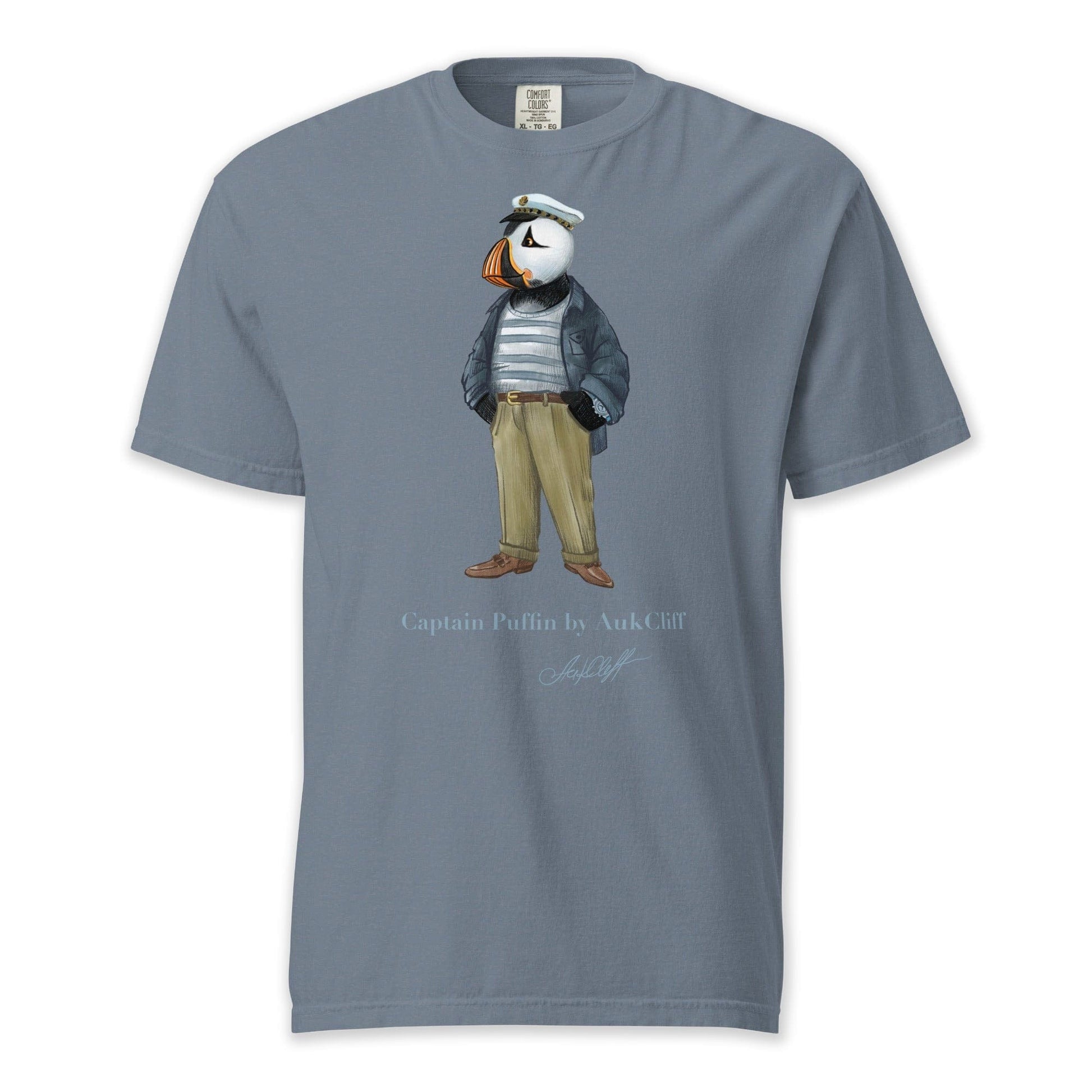 AukCliff Captain Puffin T-shirt Blue Jean / S Captain Puffin “The Yacht Captain” Comfort Colors T-Shirt