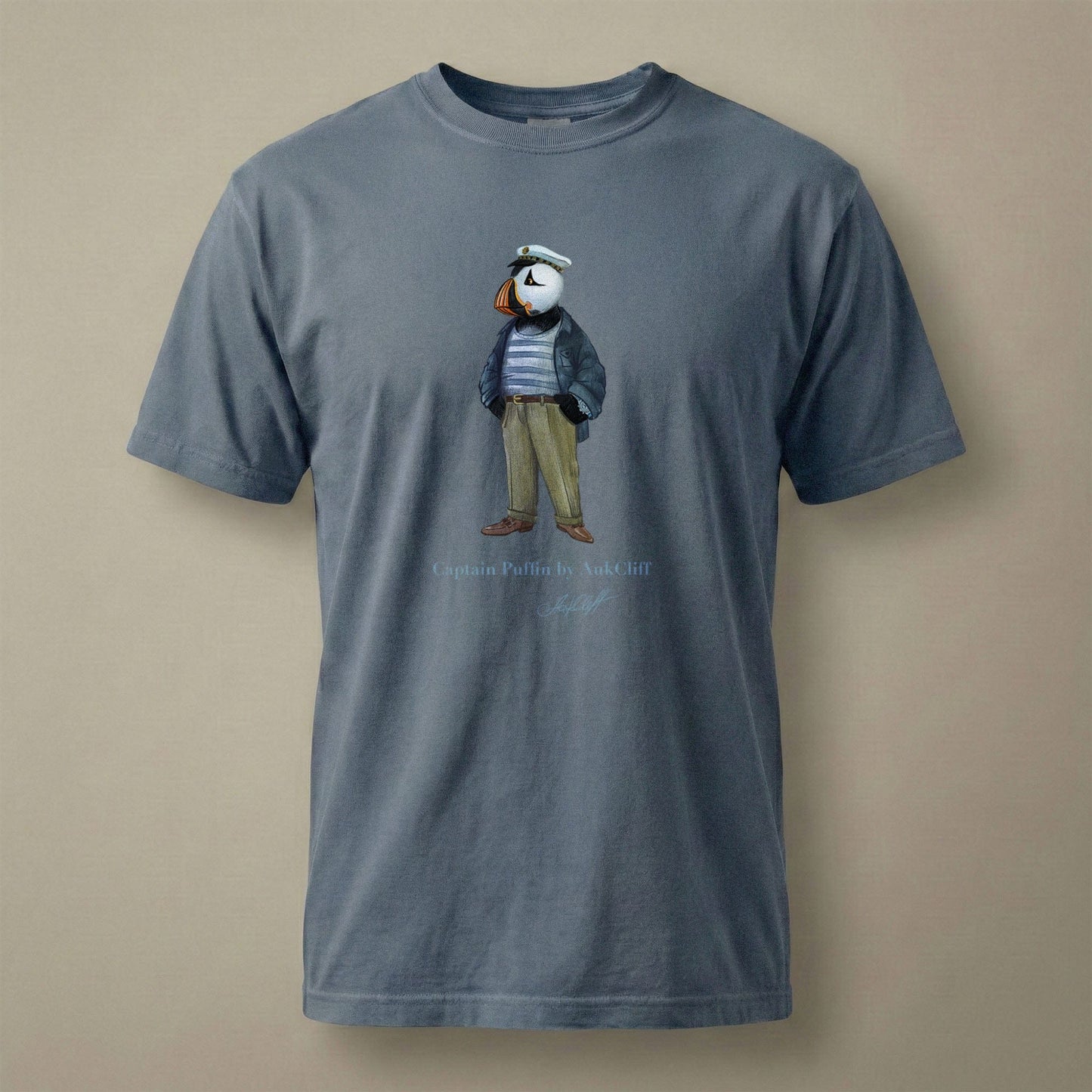 AukCliff Captain Puffin T-shirt Blue Jean / S Captain Puffin™ “The Yacht Captain” Comfort Colors T-Shirt