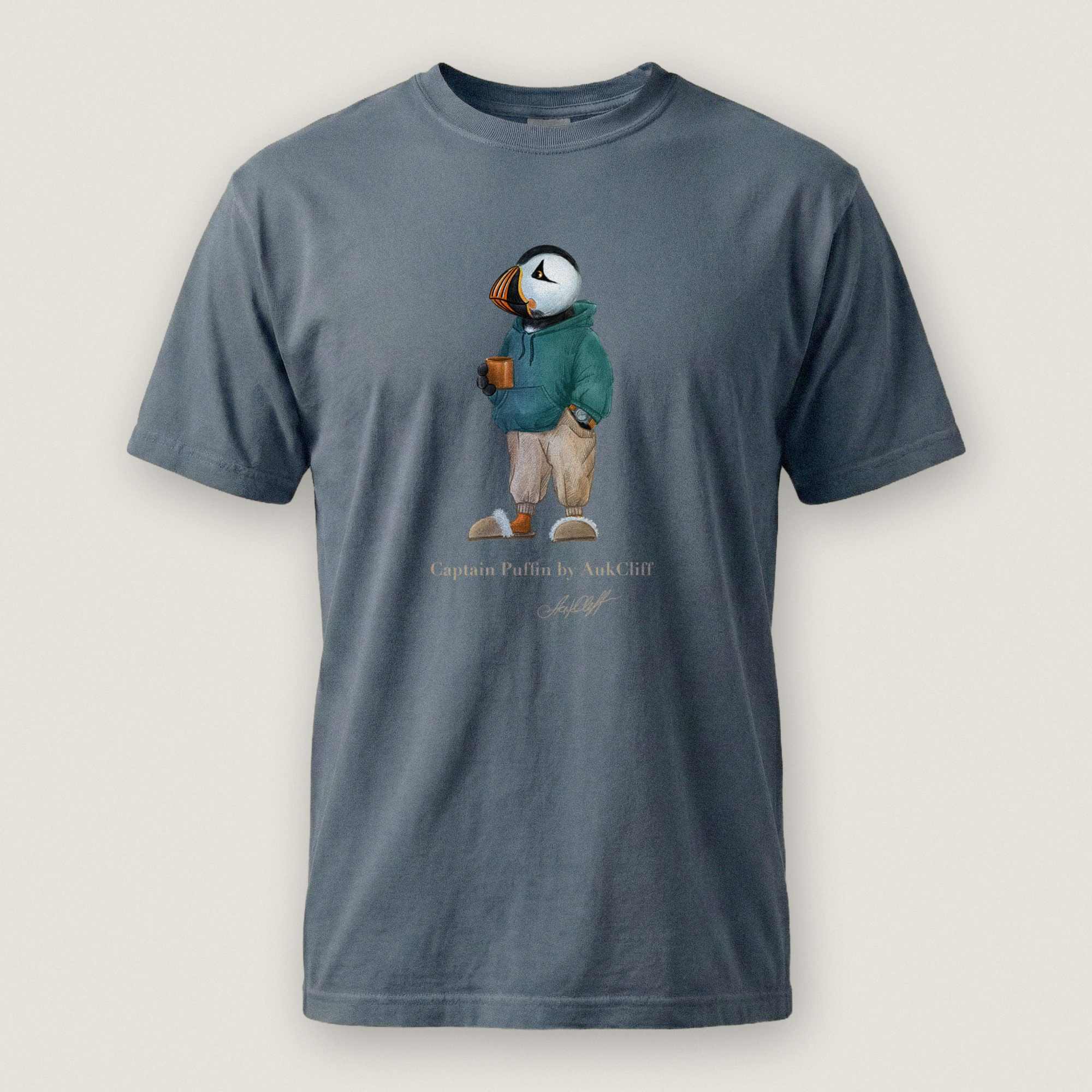 AukCliff® Captain Puffin T-shirt Blue Jean / S Captain Puffin™ “Trail Après” Comfort Colors T-Shirt