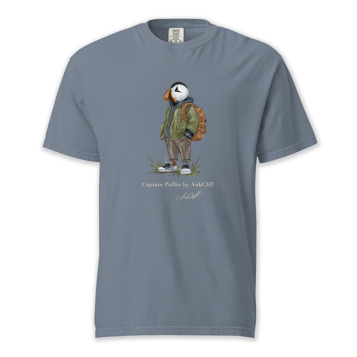 AukCliff® Captain Puffin T-shirt Blue Jean / S Captain Puffin™ “Urban Hiker” Comfort Colors T-Shirt