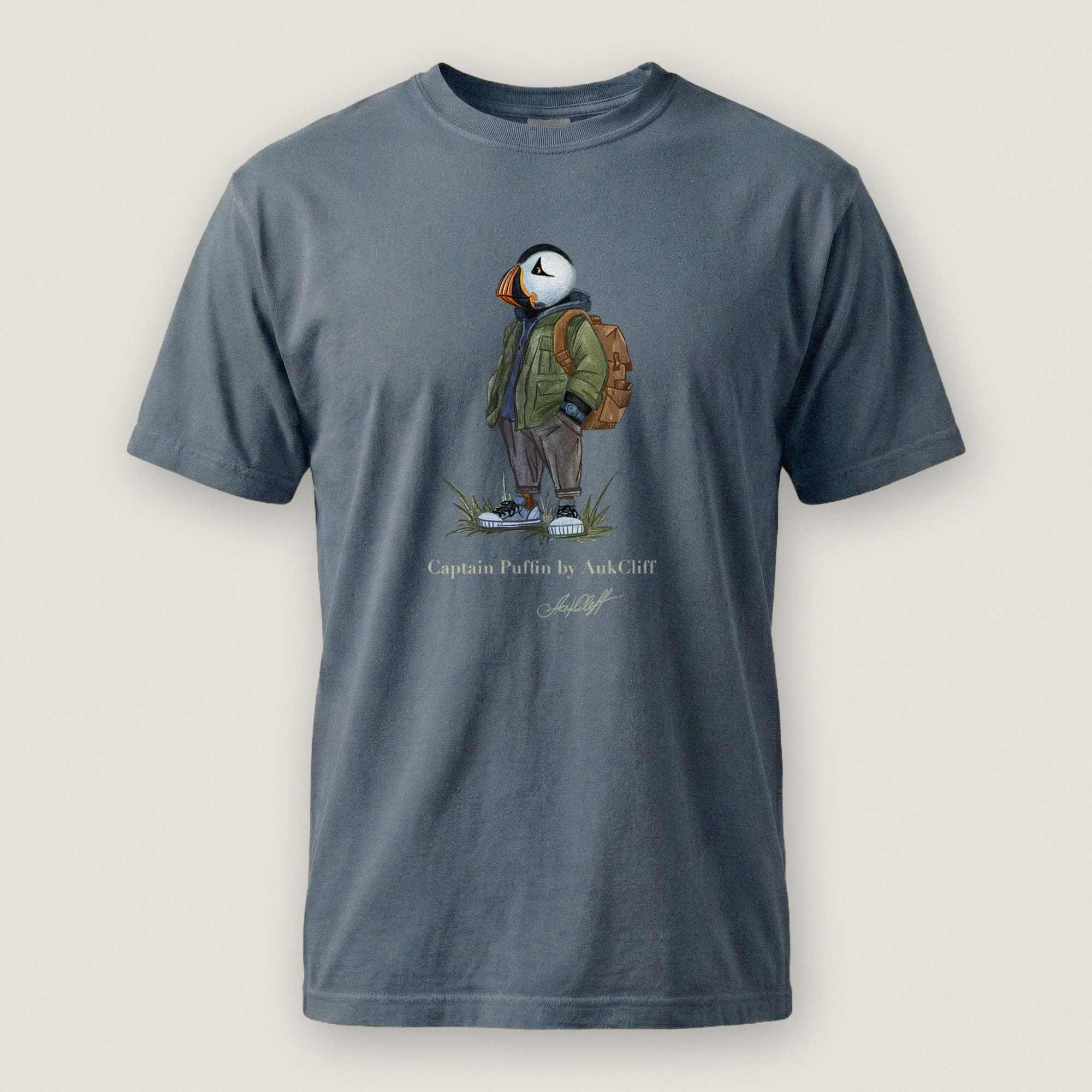 AukCliff® Captain Puffin T-shirt Blue Jean / S Captain Puffin™ “Urban Hiker” Comfort Colors T-Shirt